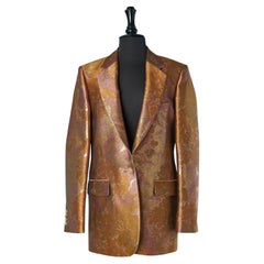 Einreihige Jacke aus rosa, braunem und goldenem Jacquard von Dries van Noten