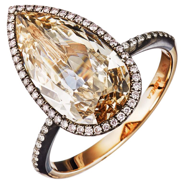 AENEA Bague de fiançailles en or rose 18k avec un diamant rose-brun de couleur bonbon 