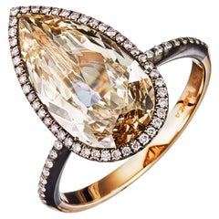 AENEA Bague de fiançailles en or rose 18k avec un diamant rose-brun de couleur bonbon