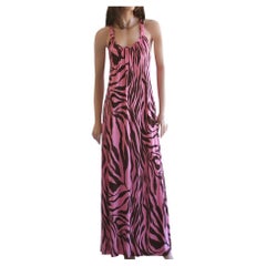 Flora Kung Maxi Boho Pink Brown Silk Jersey Dress NWT