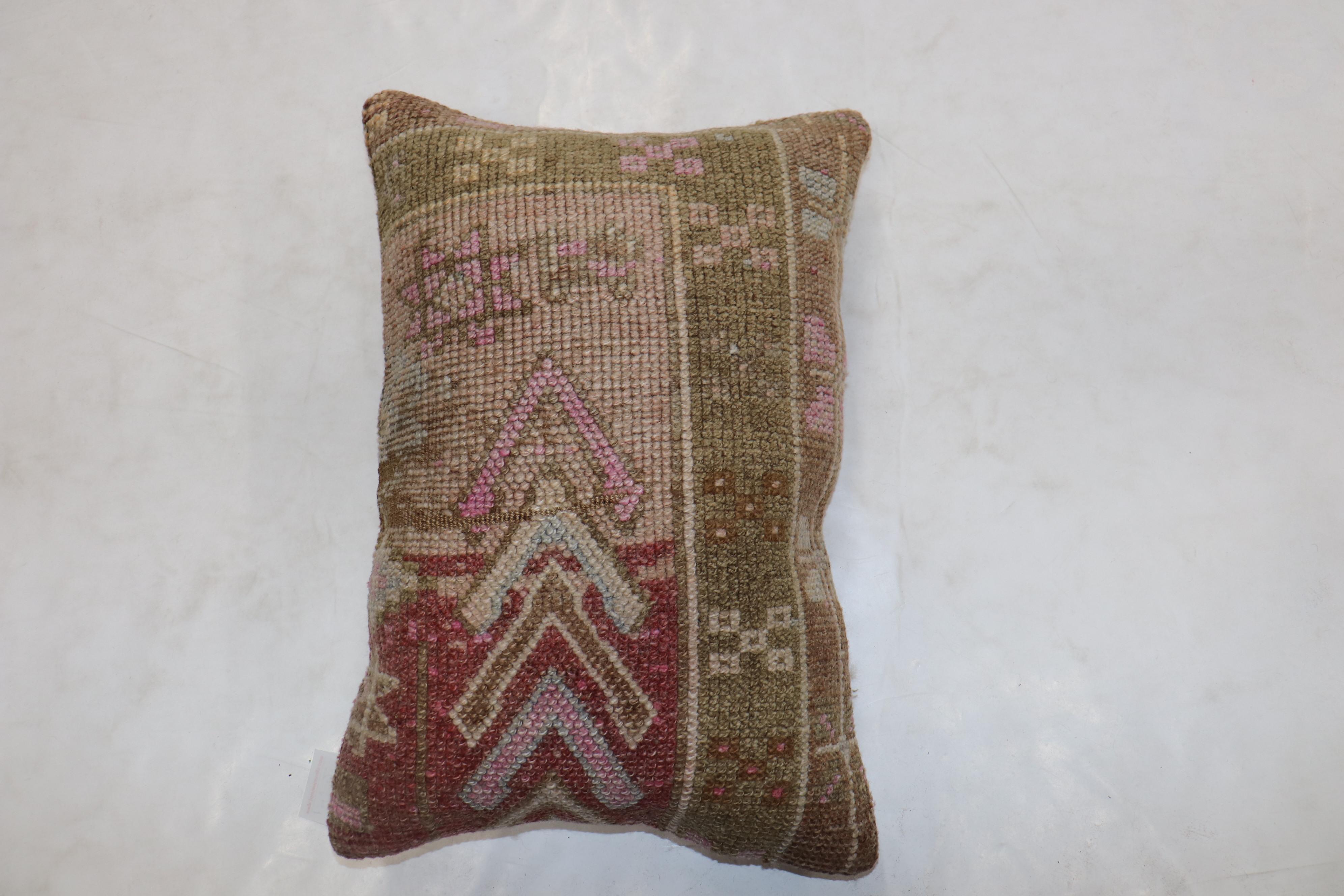 Industrial Pink Brown Tribal Rug Pillow For Sale