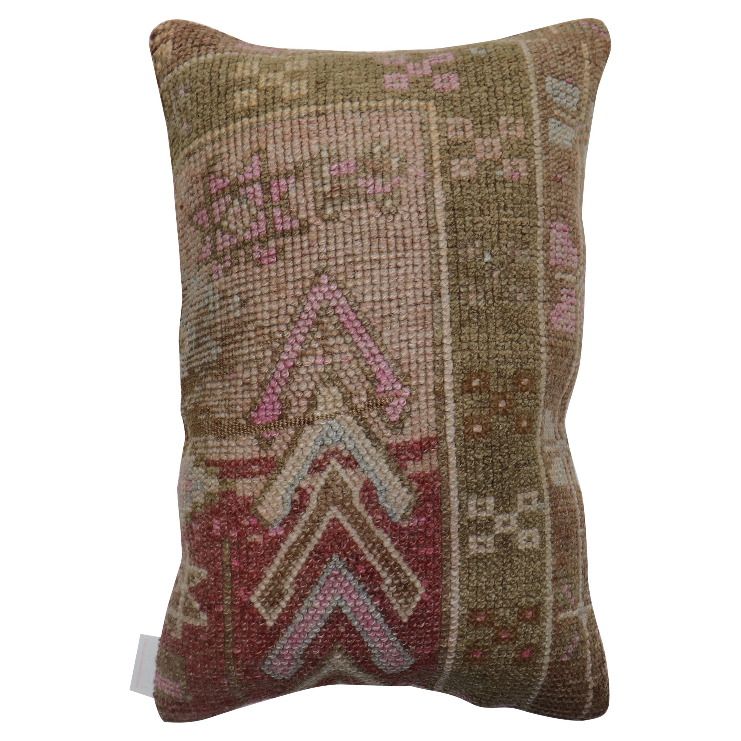 Pink Brown Tribal Rug Pillow For Sale
