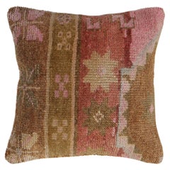 Pink Brown Tribal Turkish Rug Pillow