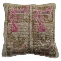 Vintage Pink Brown Turkish Rug Pillow