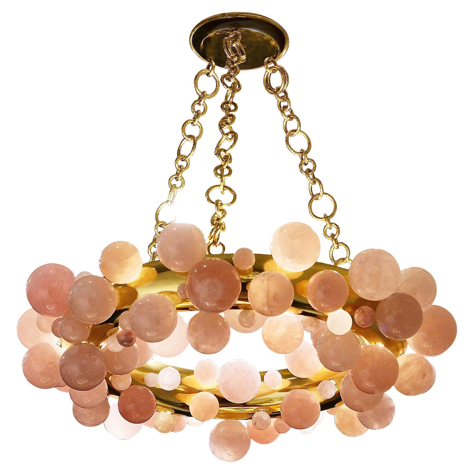 Pink Bubble Ring 35 Rock Crystal Chandelier by Phoenix For Sale