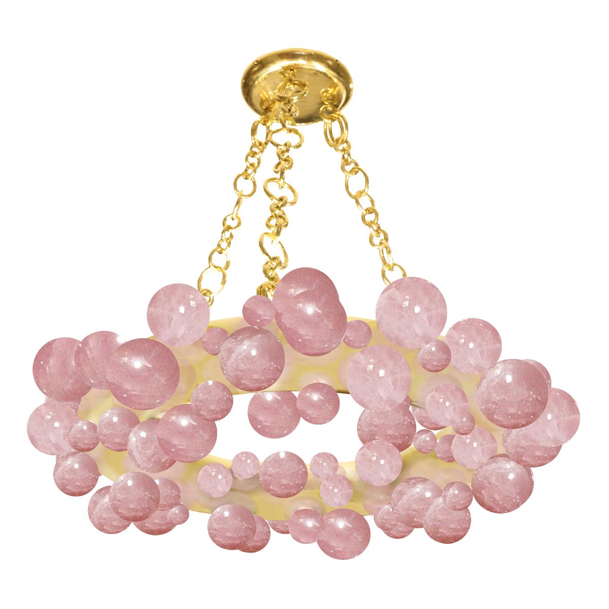 Pink Bubble Ring Rock Crystal Chandelier by Phoenix at 1stDibs