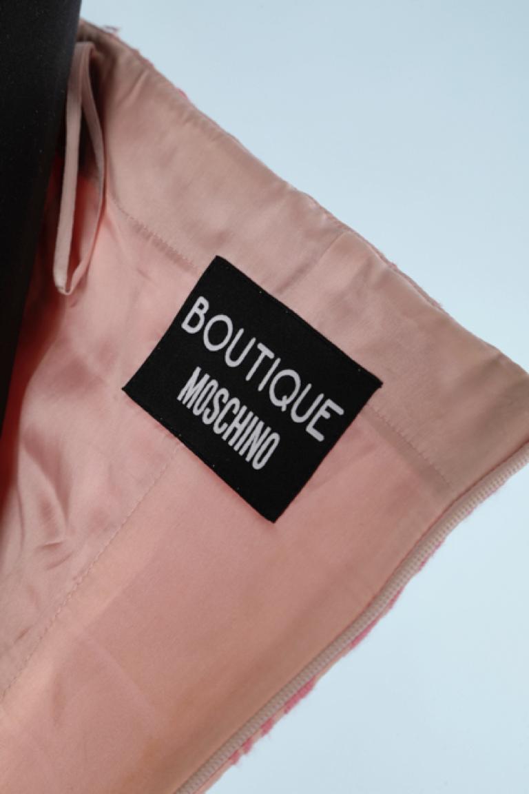 Women's Pink bustier cocktail dress with oversize bow in the front. Boutique Moschino 