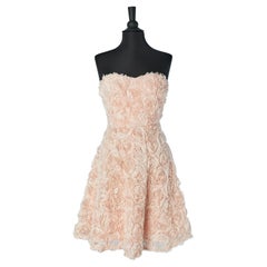 Pink bustier dress with fabric roses appliqué ROMEO GIGLI