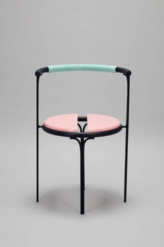 Pink Cafe Chair Caoba Wood Contemporary Style