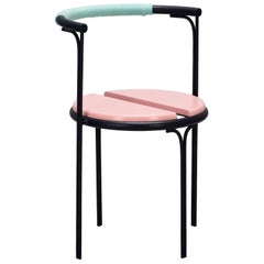 Pink Cafe Chair Caoba Wood Contemporary Style