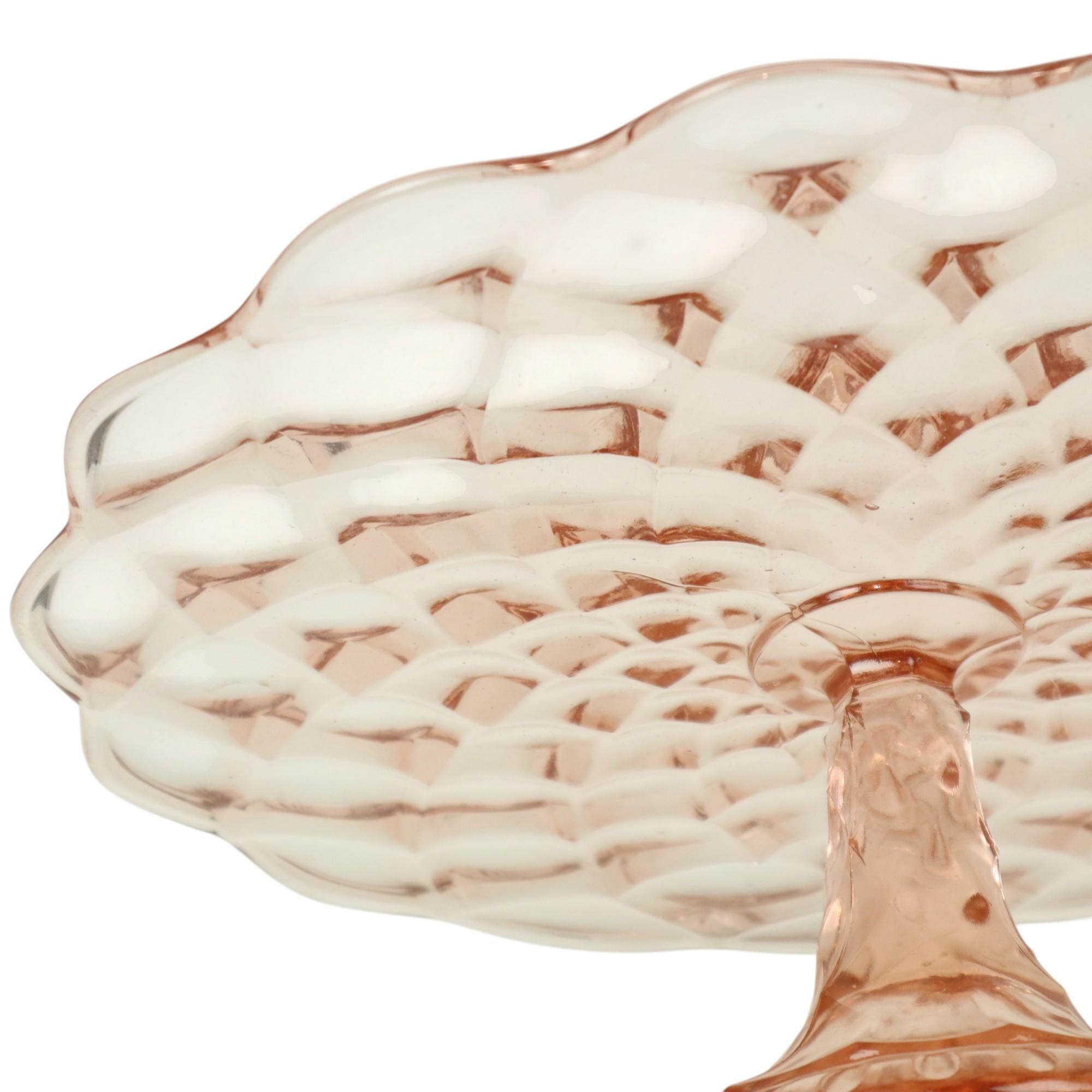 Support à gâteaux Pink Diamond Art Deco en verre pressé en vente 4