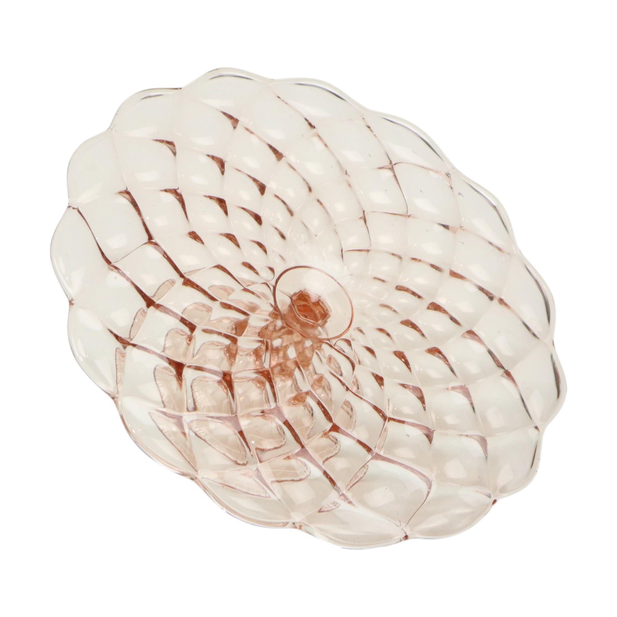 Support à gâteaux Pink Diamond Art Deco en verre pressé Bon état - En vente à Poperinge, BE