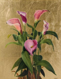 Pink Calla Lilies, Still Life Oil Painting