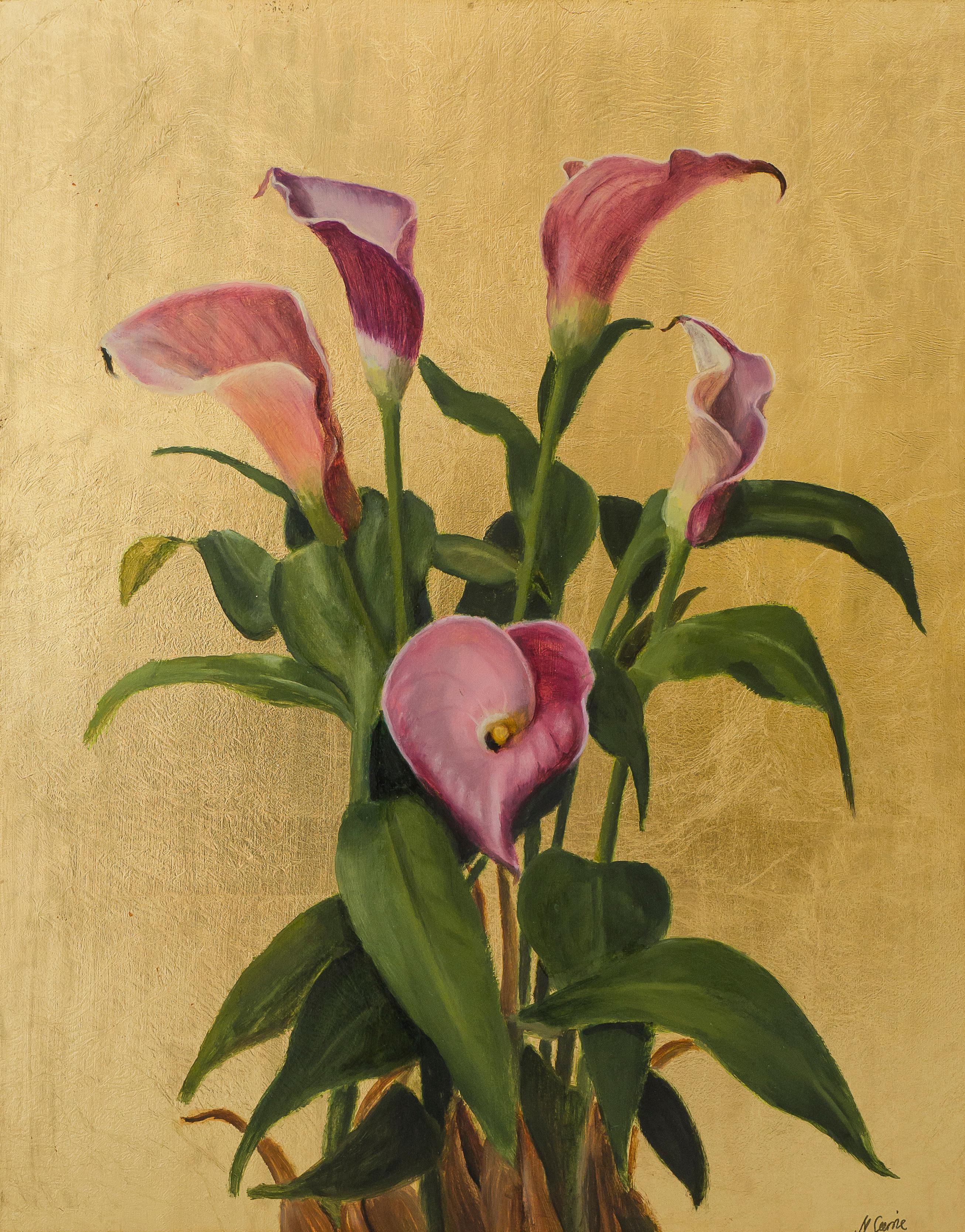 Other Pink Calla Lilies, Still Life Oil Painting For Sale