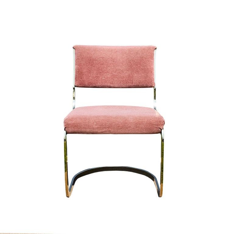 Pink Cantilever Cal Style Brass Chairs, a Pair In Good Condition In Oklahoma City, OK