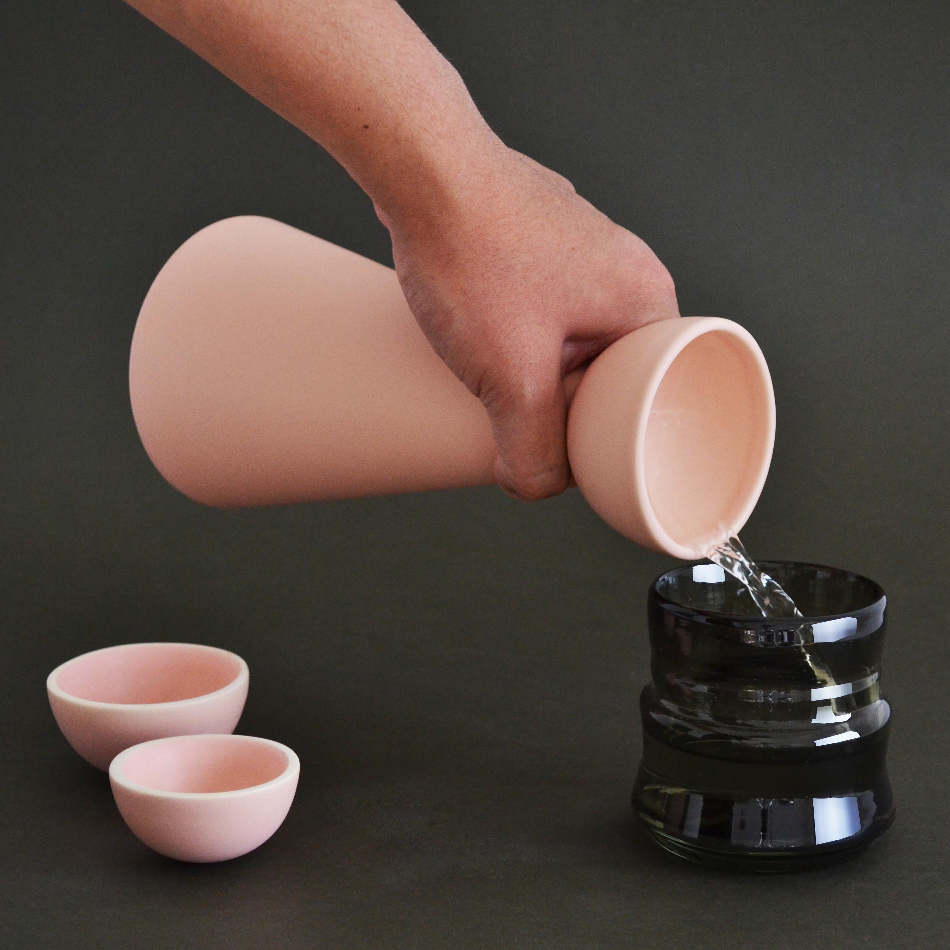 Art déco PINK Carafe Contemporary Inspired by Traditional Jug Pitcher for Mezcal en vente