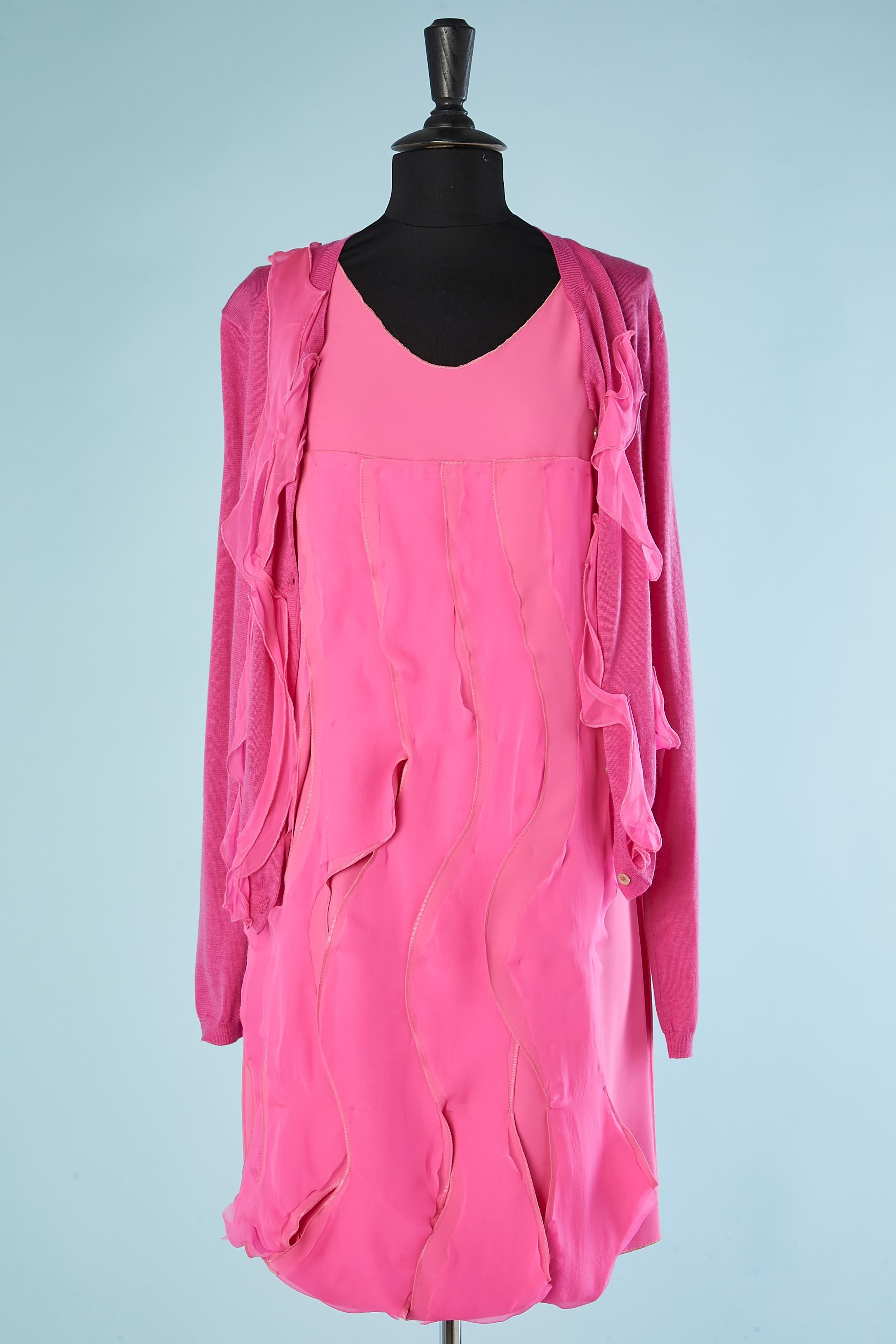 Ensemble cardigan et robe rose Bottega Veneta  Excellent état - En vente à Saint-Ouen-Sur-Seine, FR