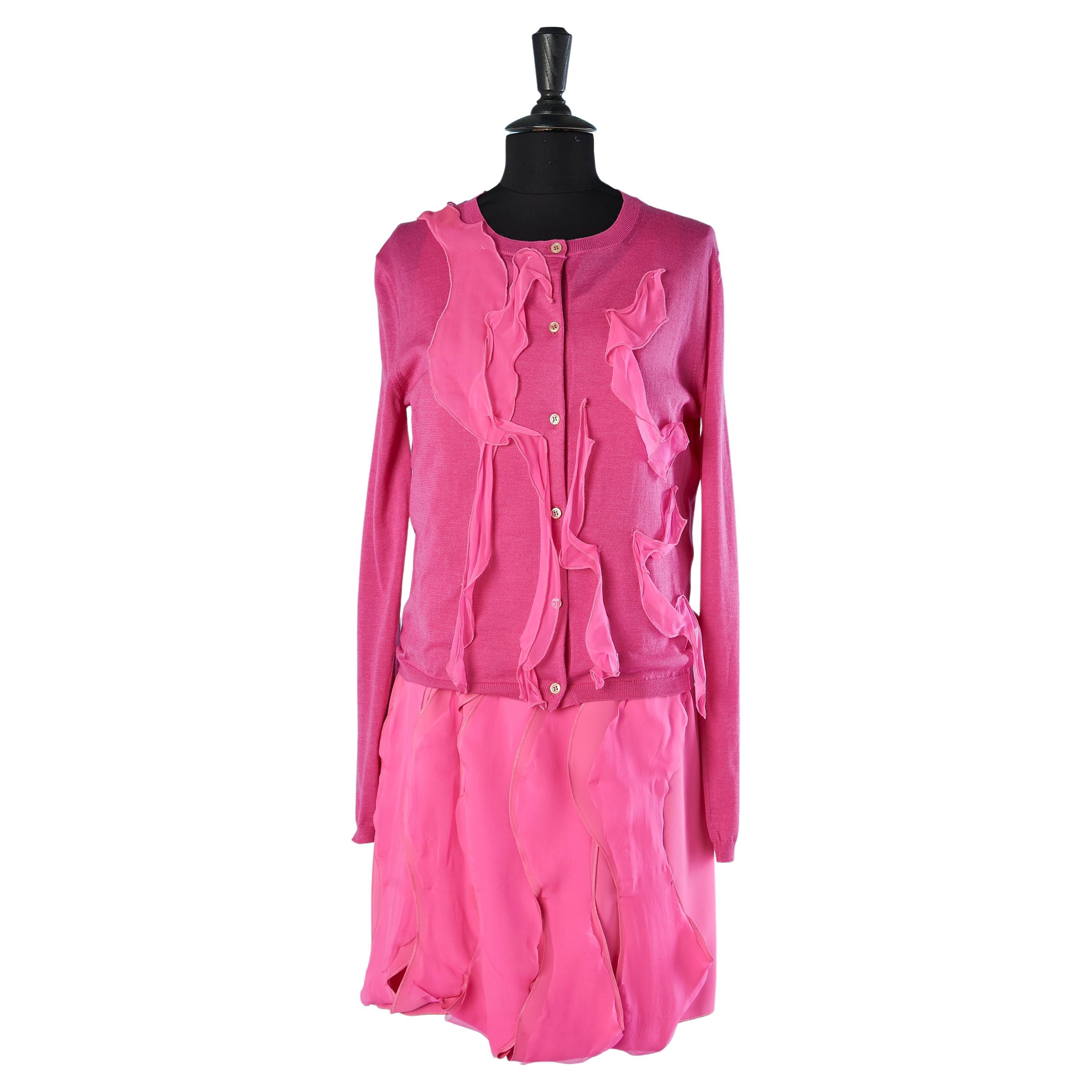 Ensemble cardigan et robe rose Bottega Veneta  en vente