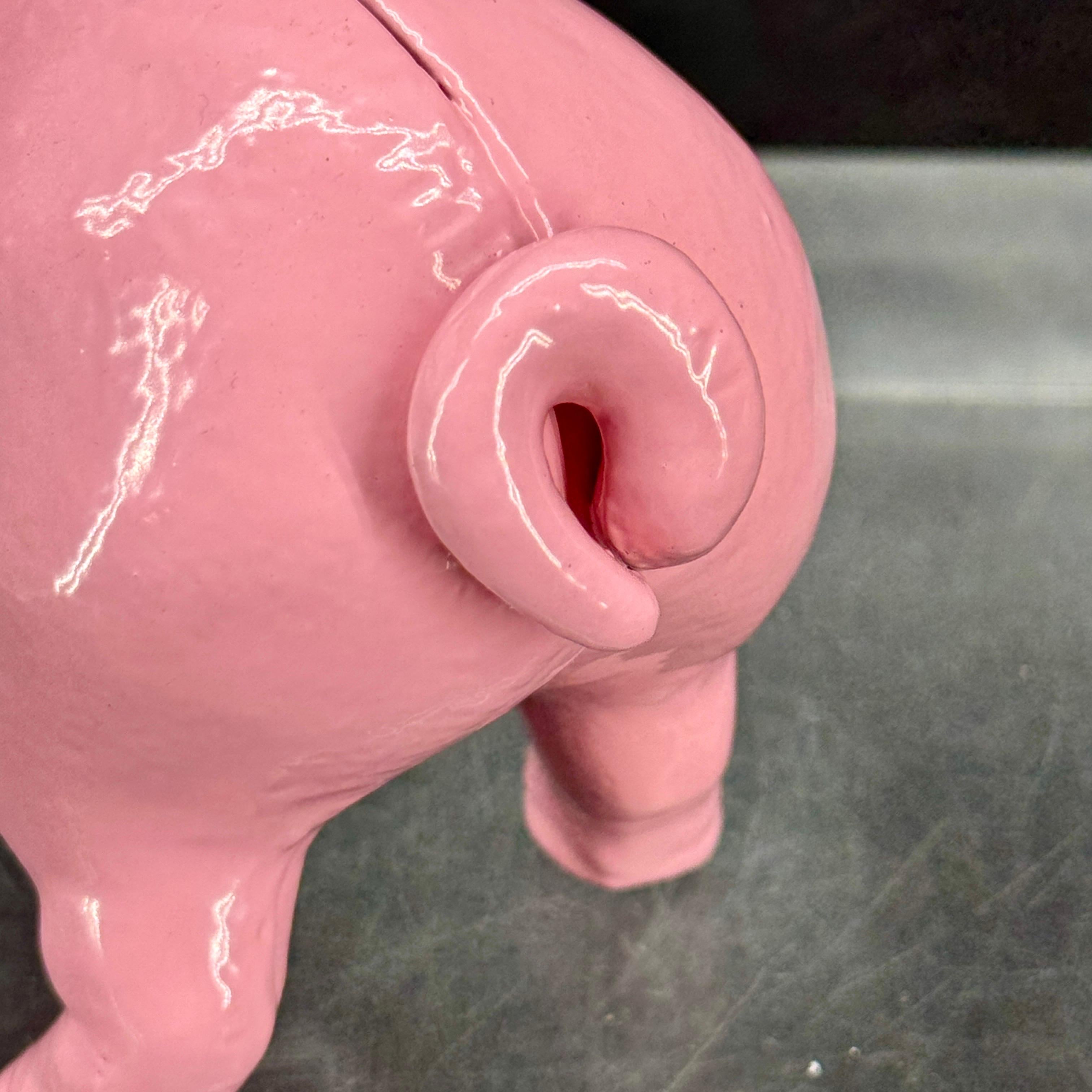 Pink Cast Iron Pig Money Bank or Doorstop with Wings, Denmark For Sale 5