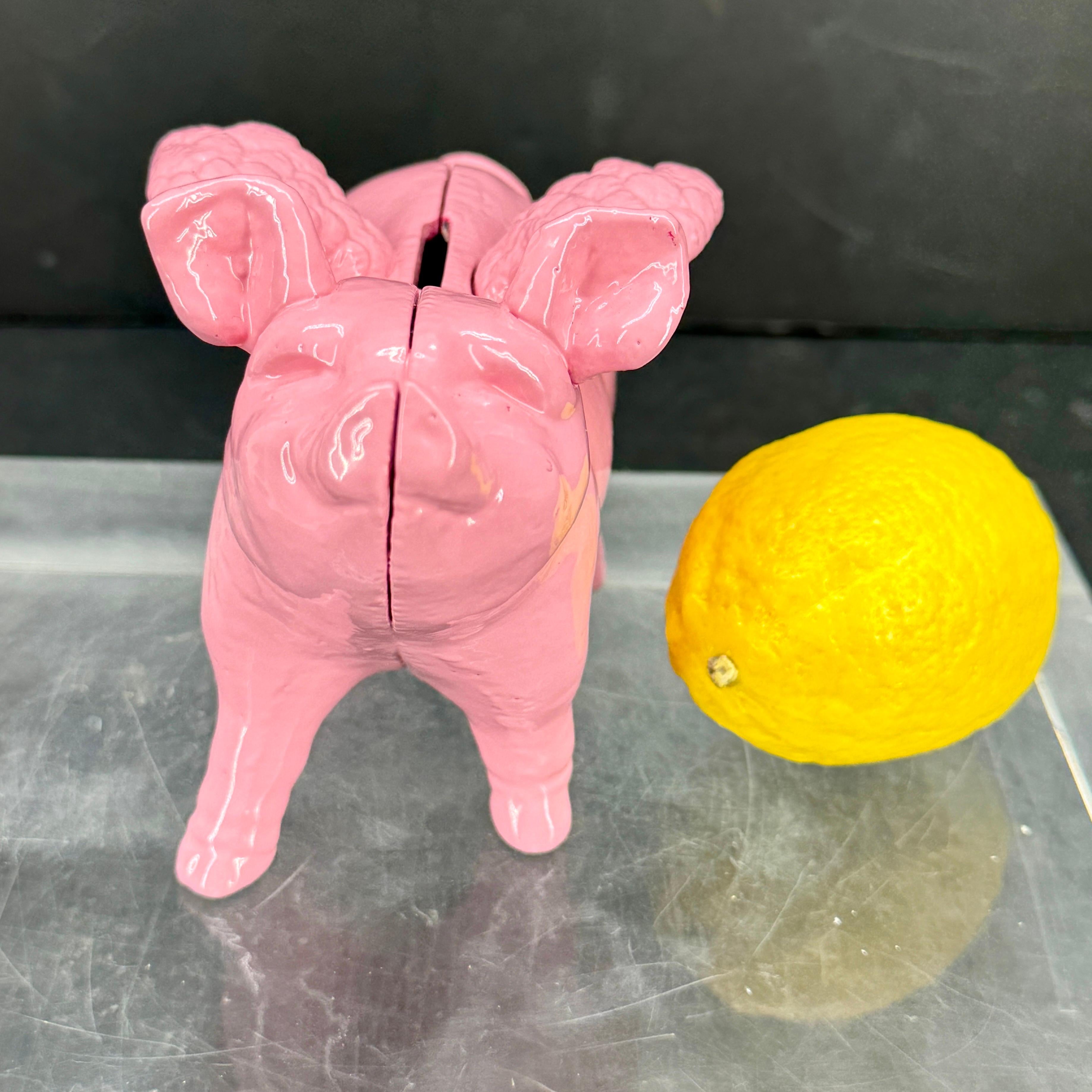 Danish Pink Cast Iron Pig Money Bank or Doorstop with Wings, Denmark For Sale