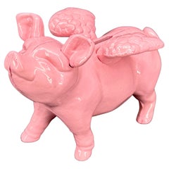 Tirelire ou cale-porte en fonte rose avec ailes, Danemark