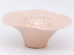 Pink Ceramic Bowl with Pearl Luster Stripe, 21st Century