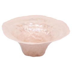 Pink Ceramic Bowl with Pearl Luster Stripe, 21st Century