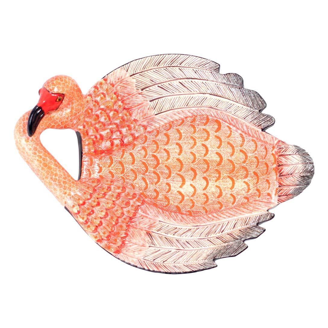 Fired Pink Ceramic Flamingo coin dish, hand made in South Africa For Sale