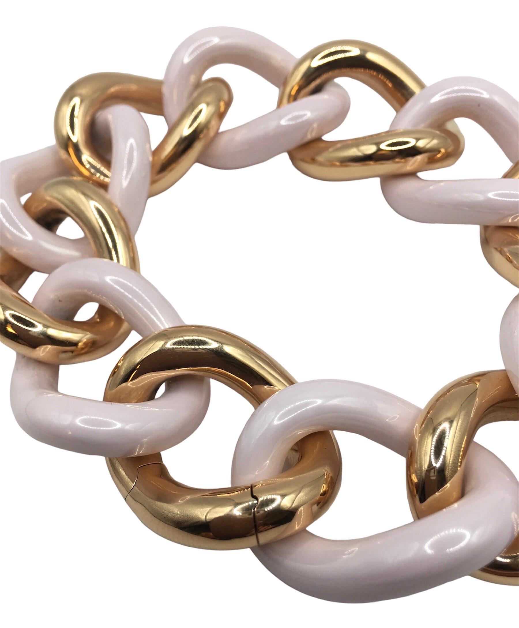 Bracelet à bourgeons en céramique rose 18 carats et or rose Neuf - En vente à Milano, Lombardia