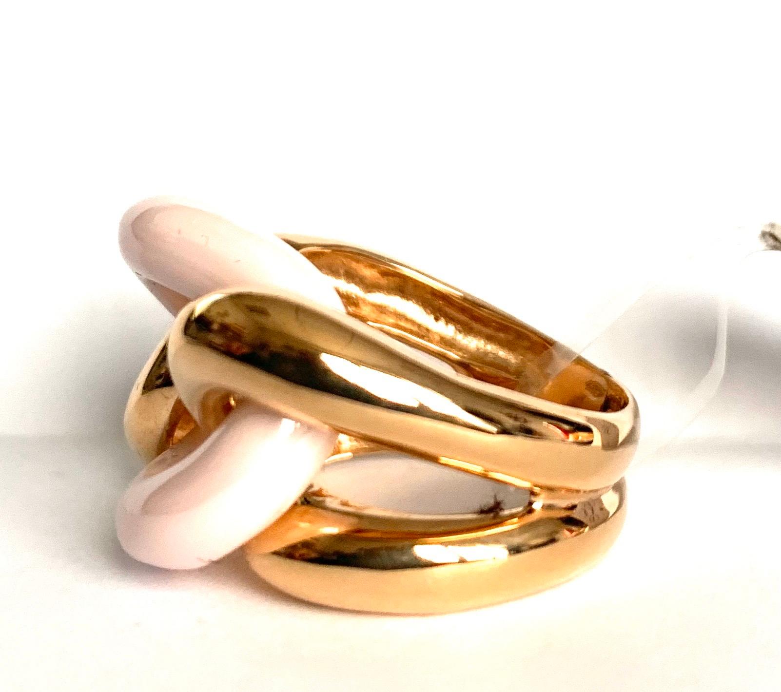 Pink Ceramic Groumette Ring 18 Karat Rose Gold In New Condition For Sale In Milano, Lombardia