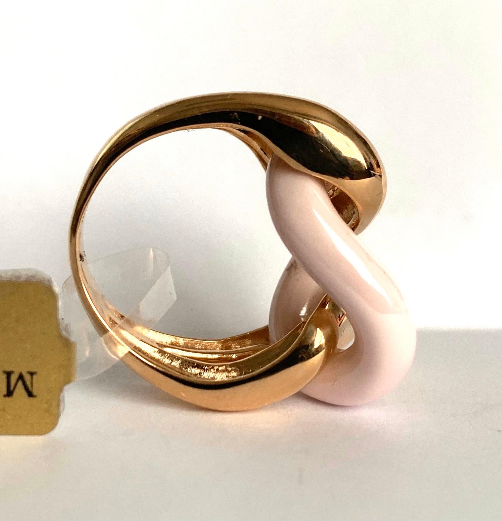 Pink Ceramic Groumette Ring 18 Karat Rose Gold For Sale 3