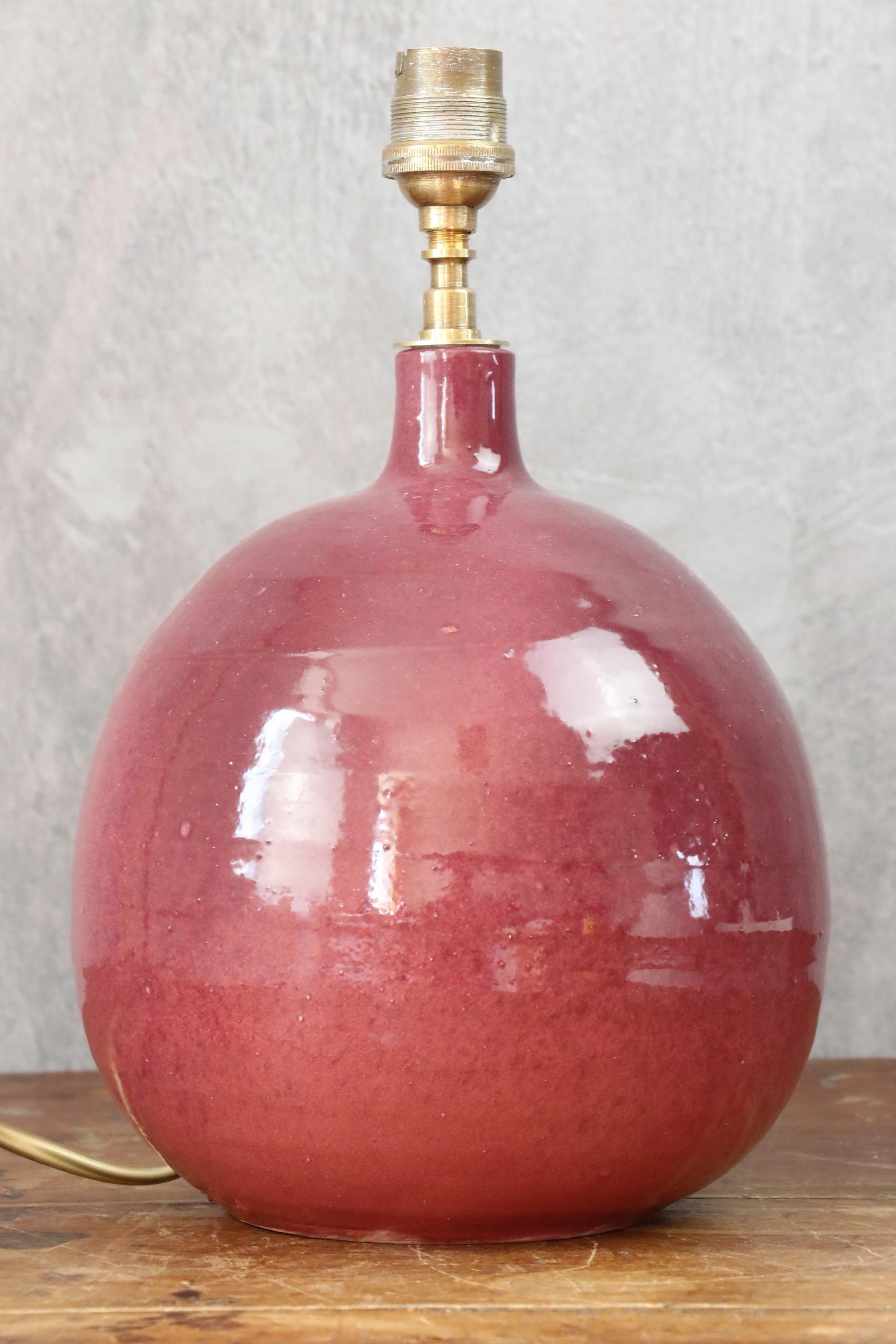Pink ceramic lamp by Roland Zobel, France, 1960, era Capron, Jouve, Ruelland For Sale 2