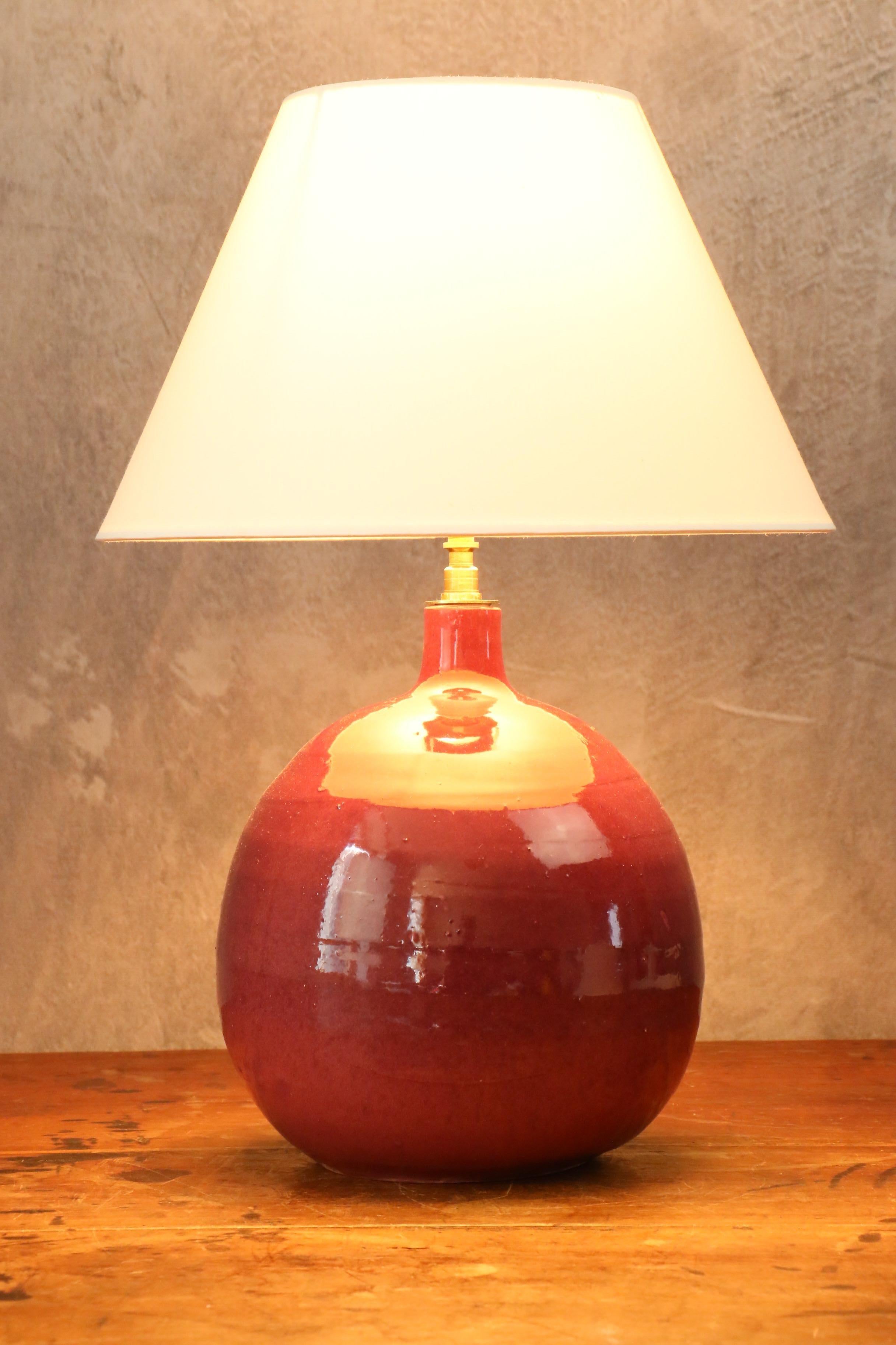 Pink ceramic lamp by Roland Zobel, France, 1960, era Capron, Jouve, Ruelland For Sale 3