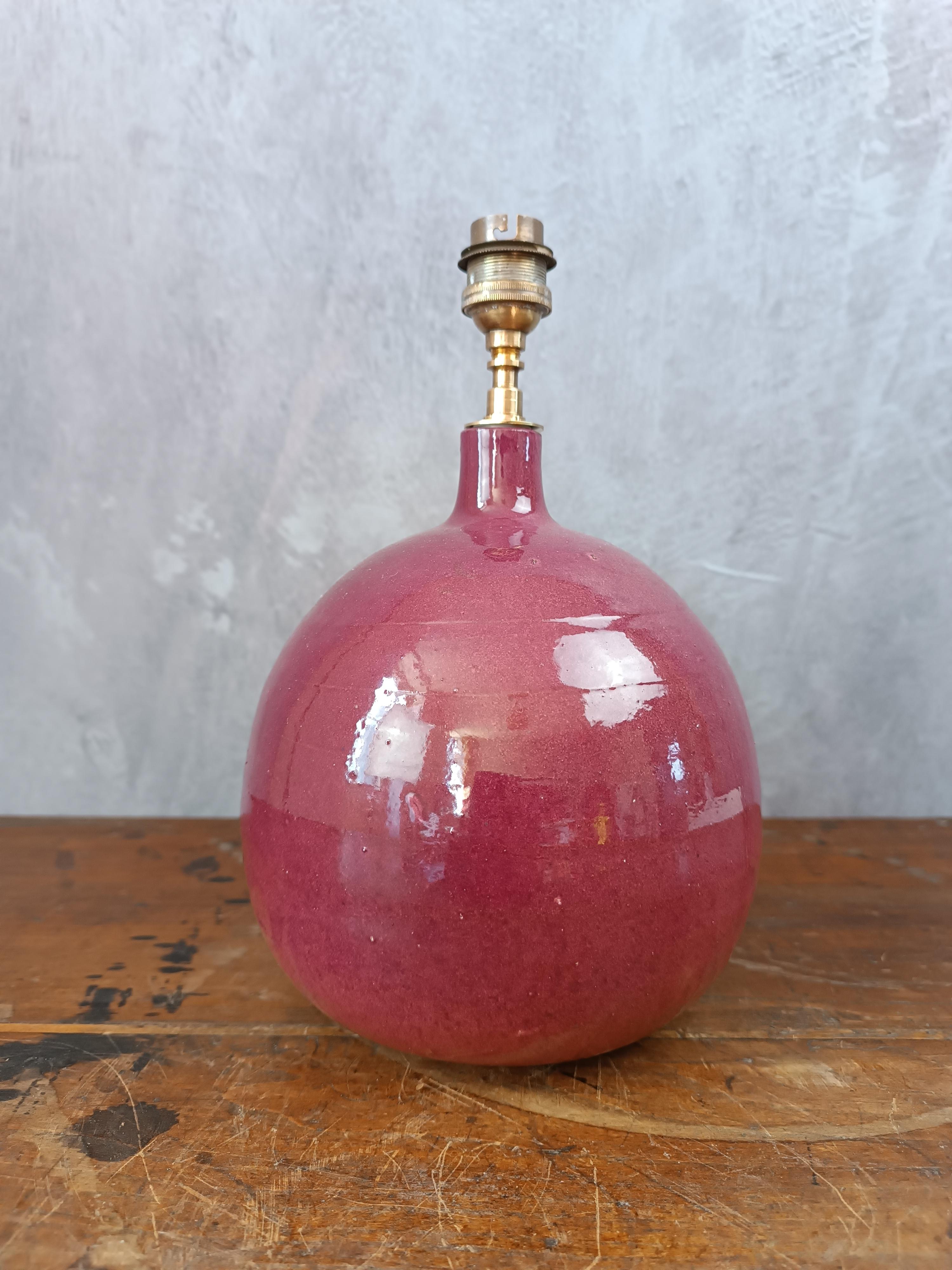 Pink ceramic lamp by Roland Zobel, France, 1960, era Capron, Jouve, Ruelland For Sale 4