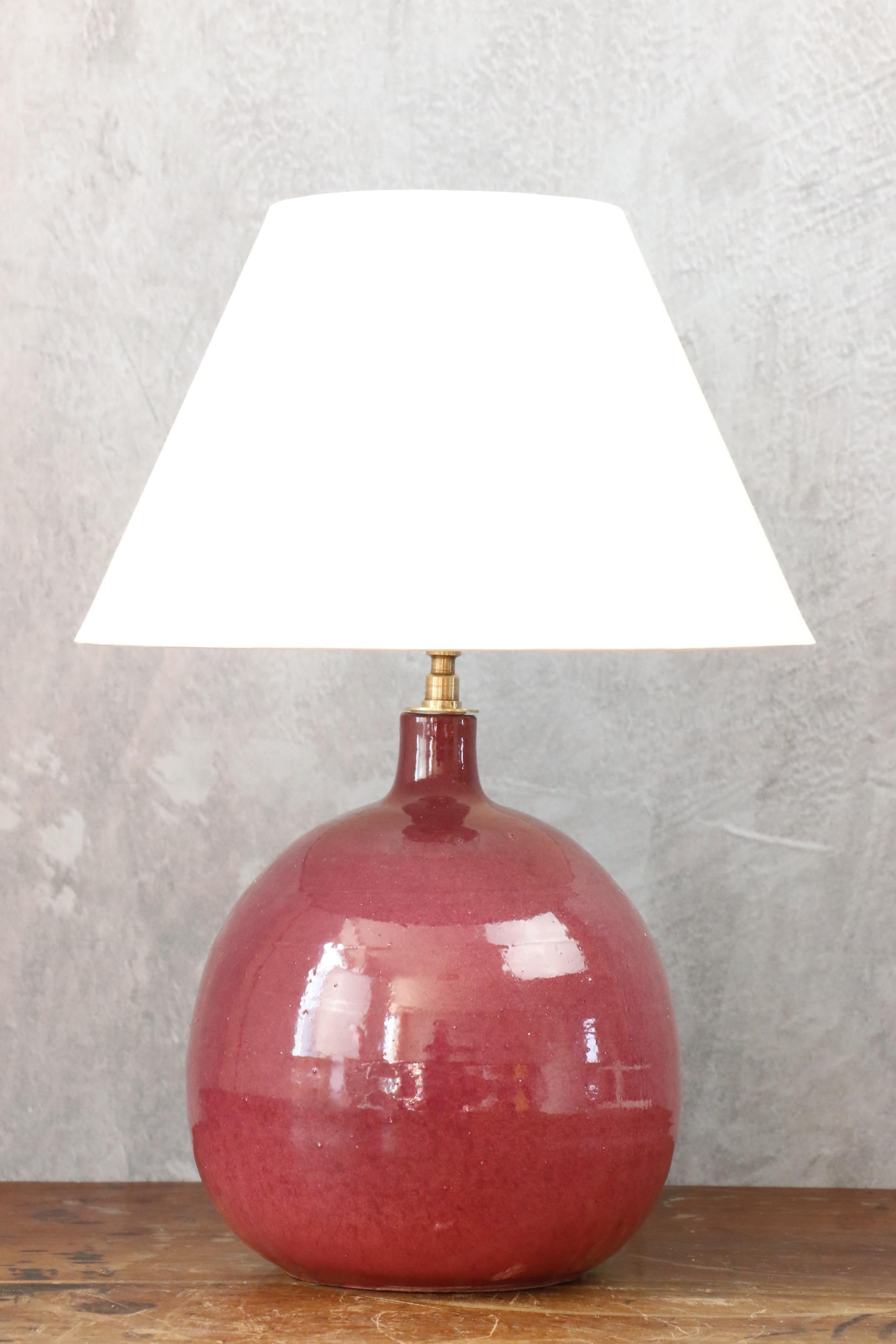 20th Century Pink ceramic lamp by Roland Zobel, France, 1960, era Capron, Jouve, Ruelland For Sale