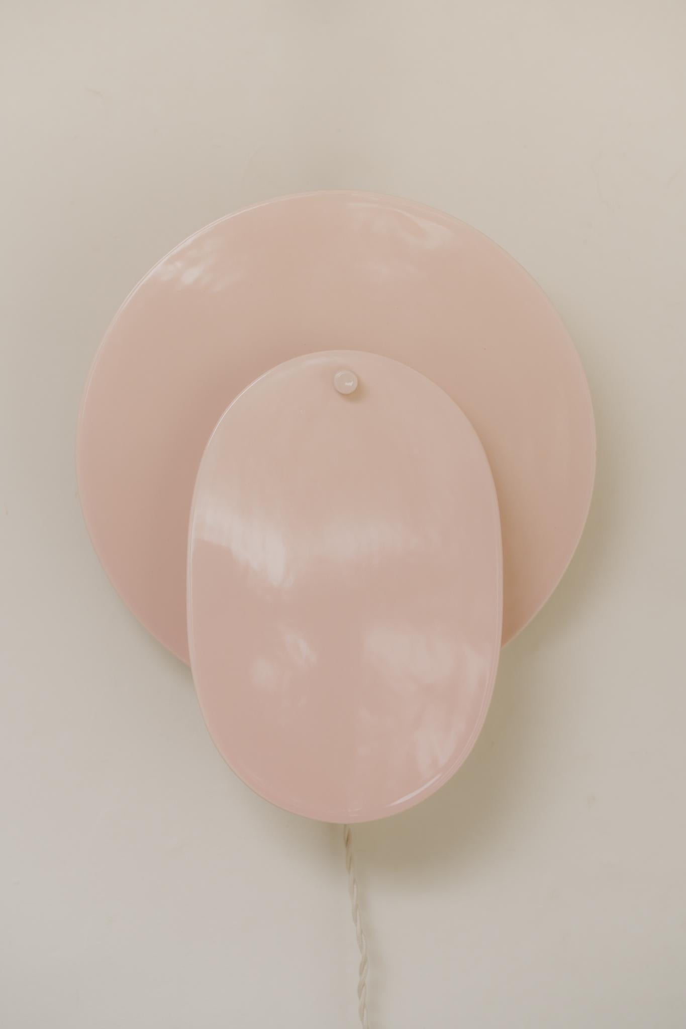 Belgian pink ceramic walllight/sconce For Sale