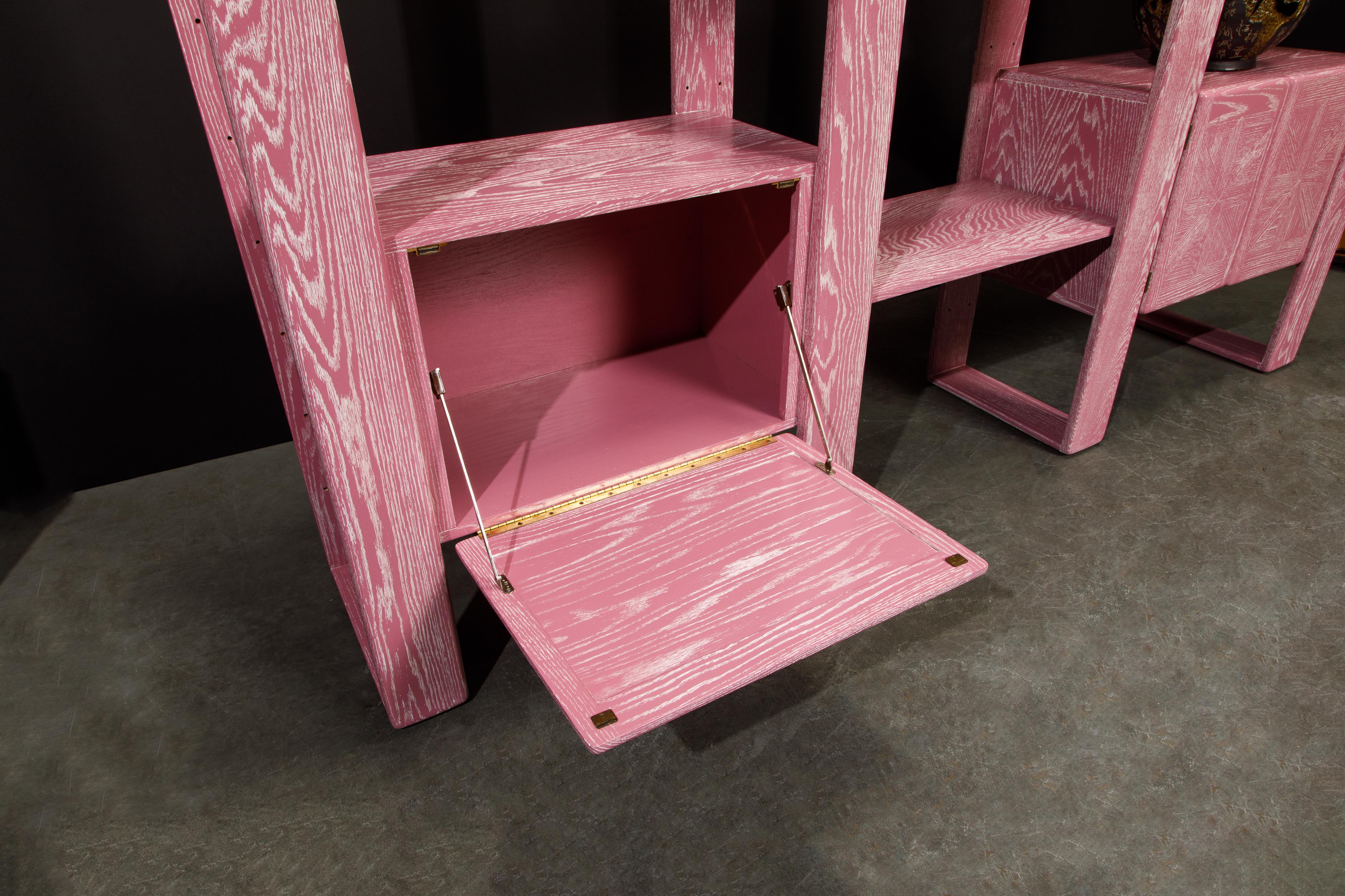 Pink Cerused Oak Modular Bookcase Room Divider by Lou Hodges, 1970s  4