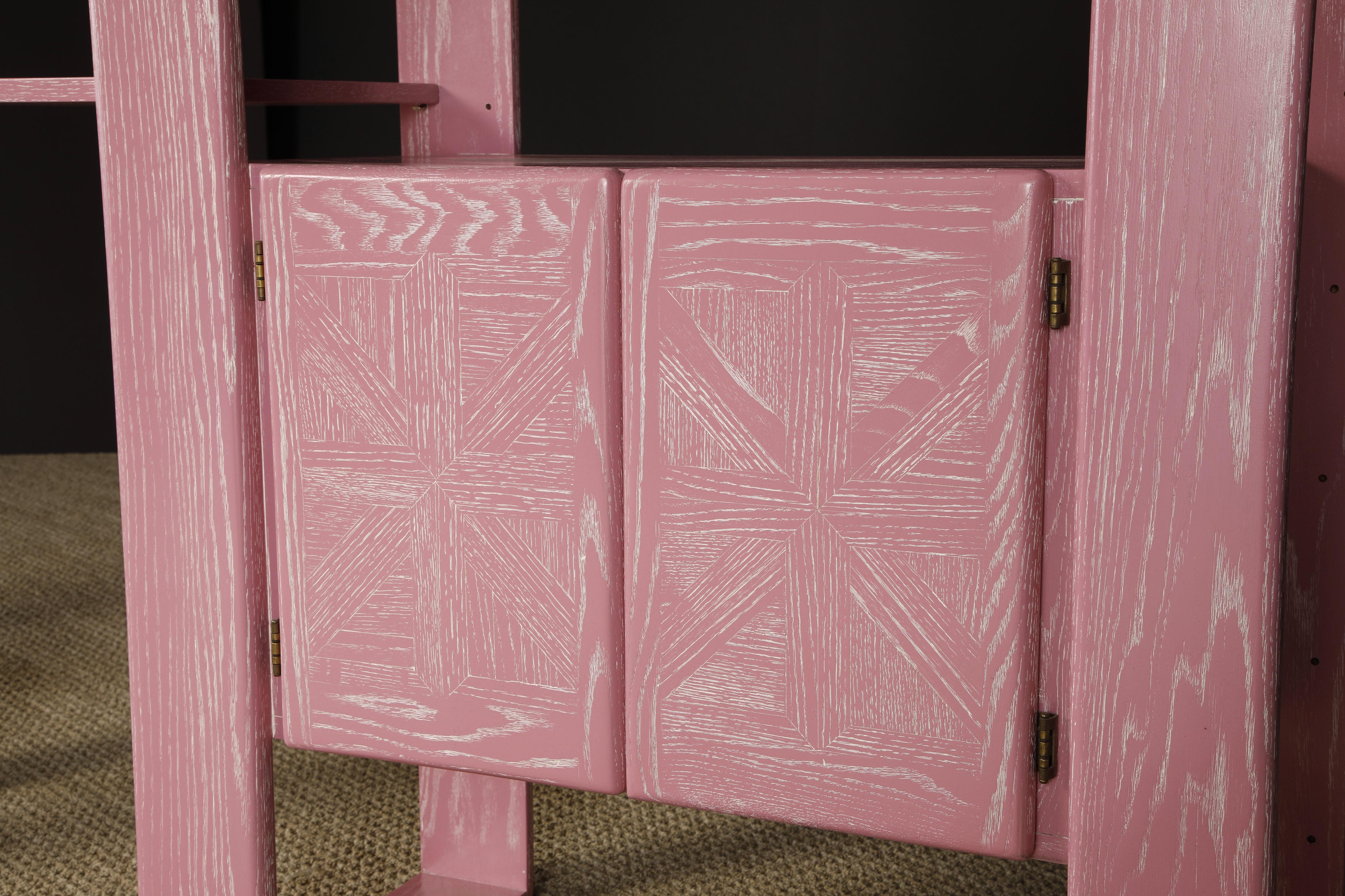 Separador de Estanterías Modular de Roble Cerusado Rosa de Lou Hodges, años 70 en venta 4