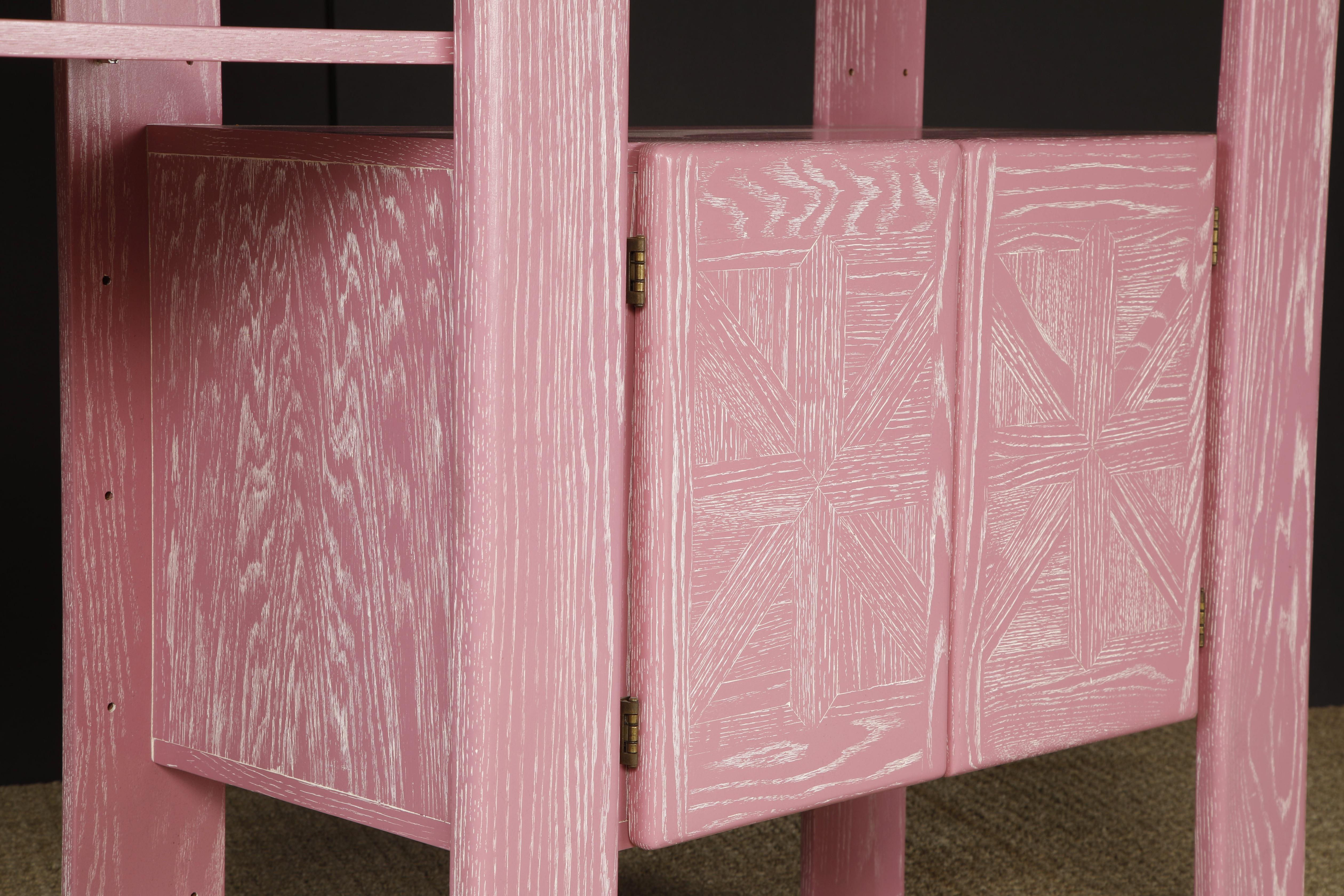 Separador de Estanterías Modular de Roble Cerusado Rosa de Lou Hodges, años 70 en venta 5