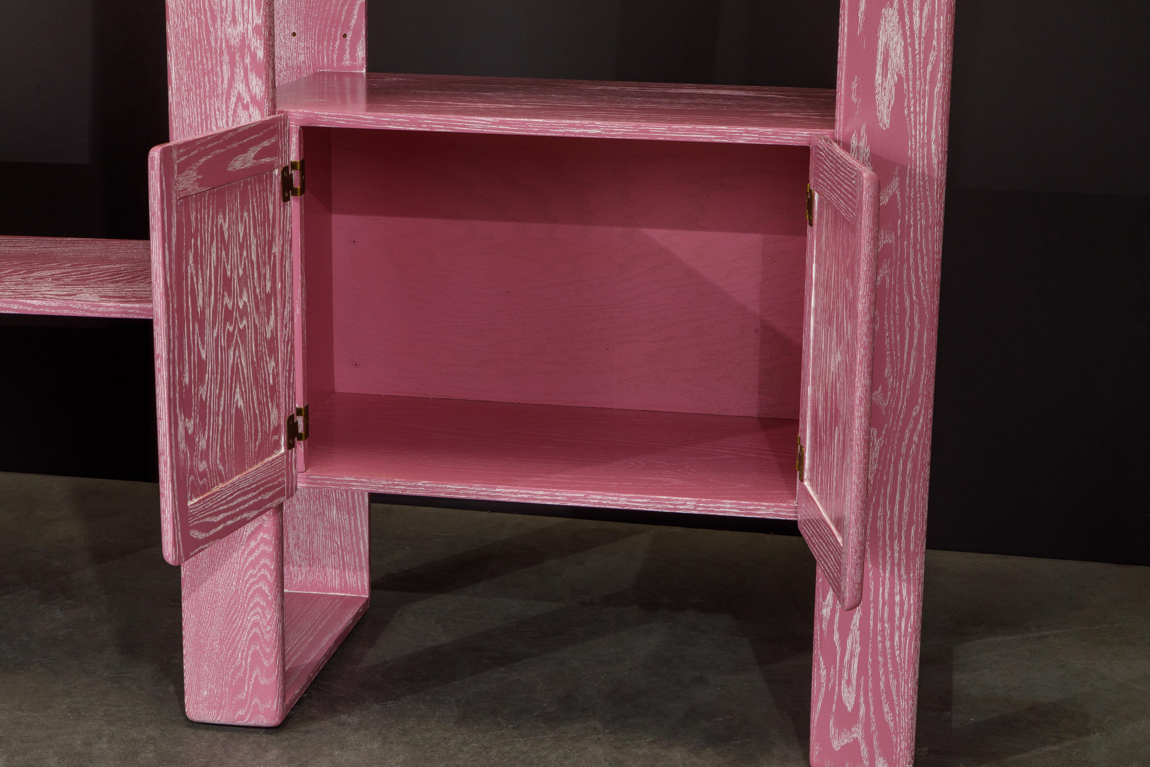 Pink Cerused Oak Modular Bookcase Room Divider by Lou Hodges, 1970s  6