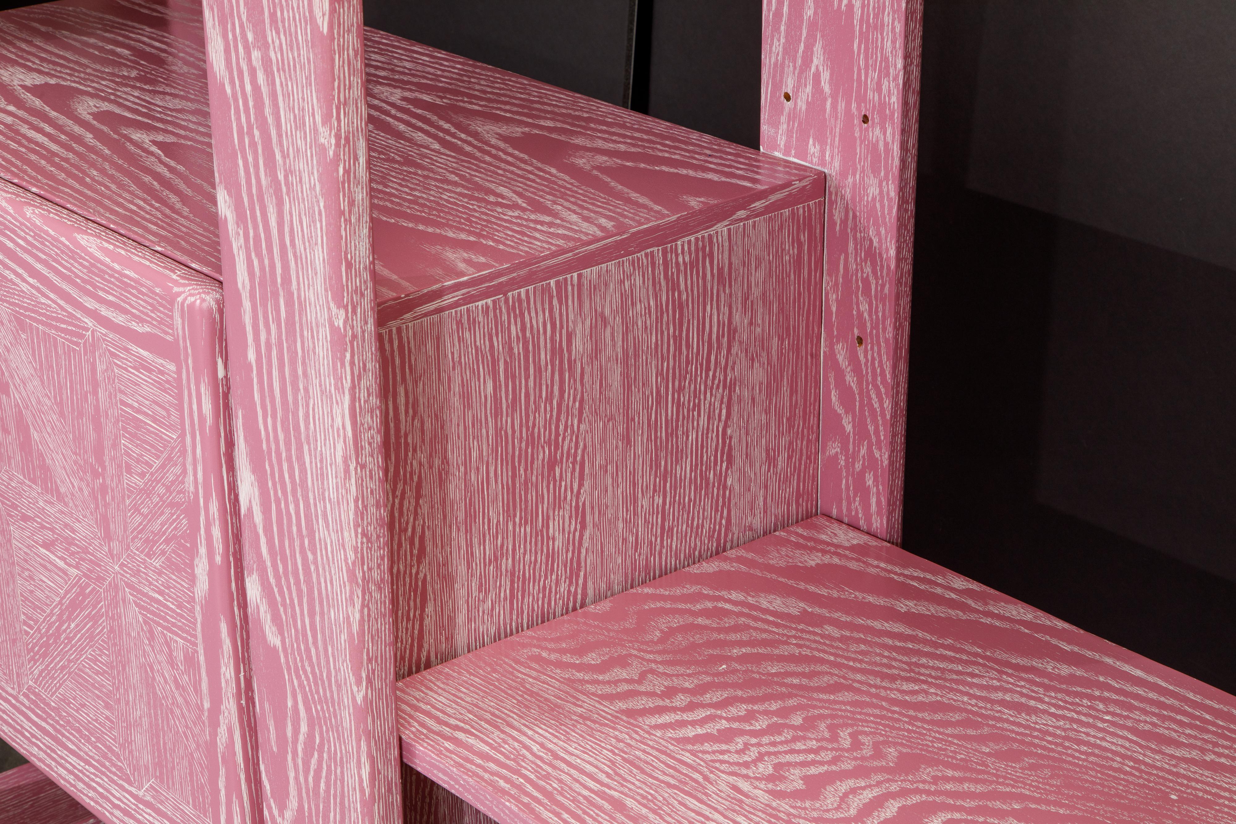 Pink Cerused Oak Modular Bookcase Room Divider by Lou Hodges, 1970s  9