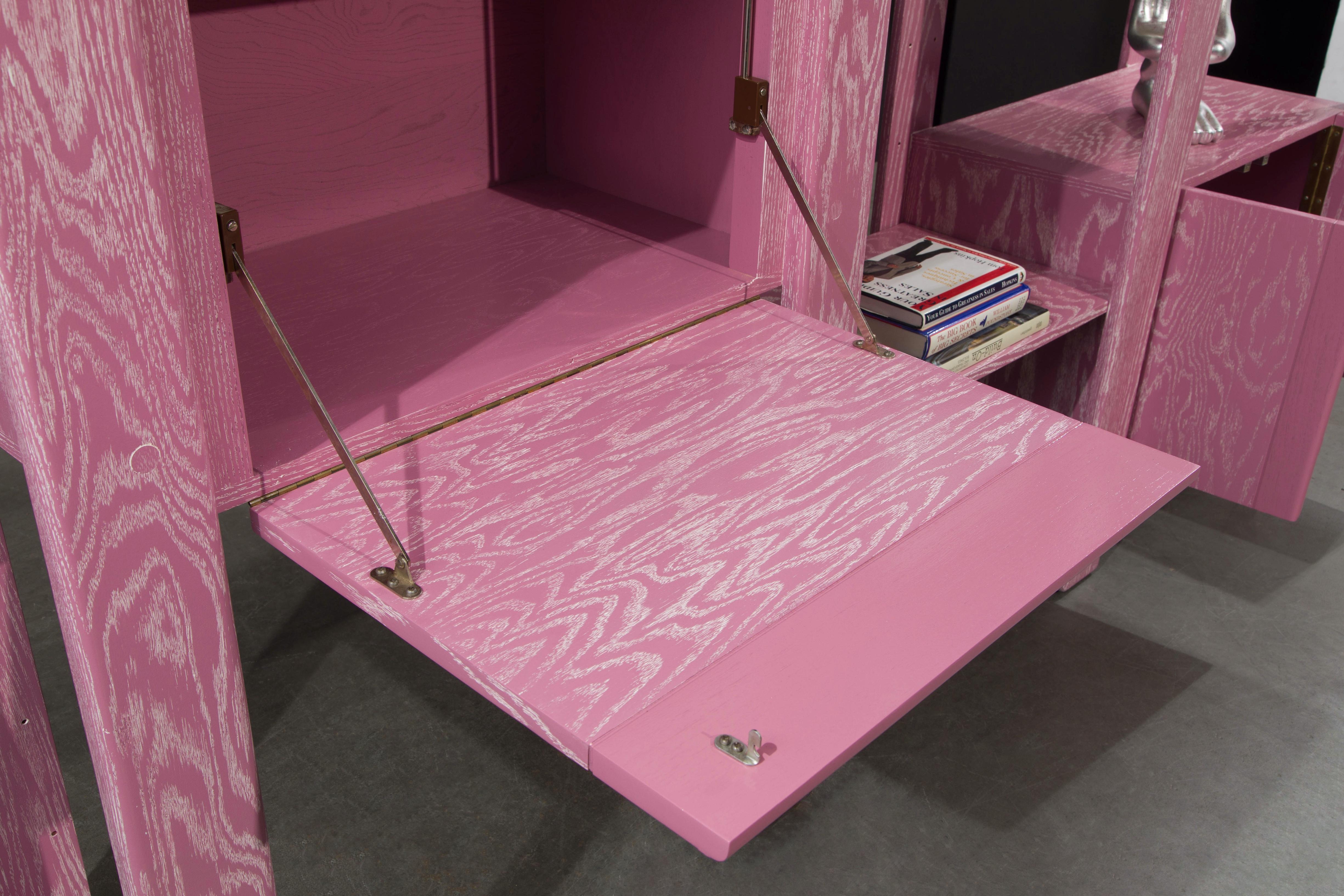 Pink Cerused Oak Modular Bookcase Room Divider by Lou Hodges, 1970s  9