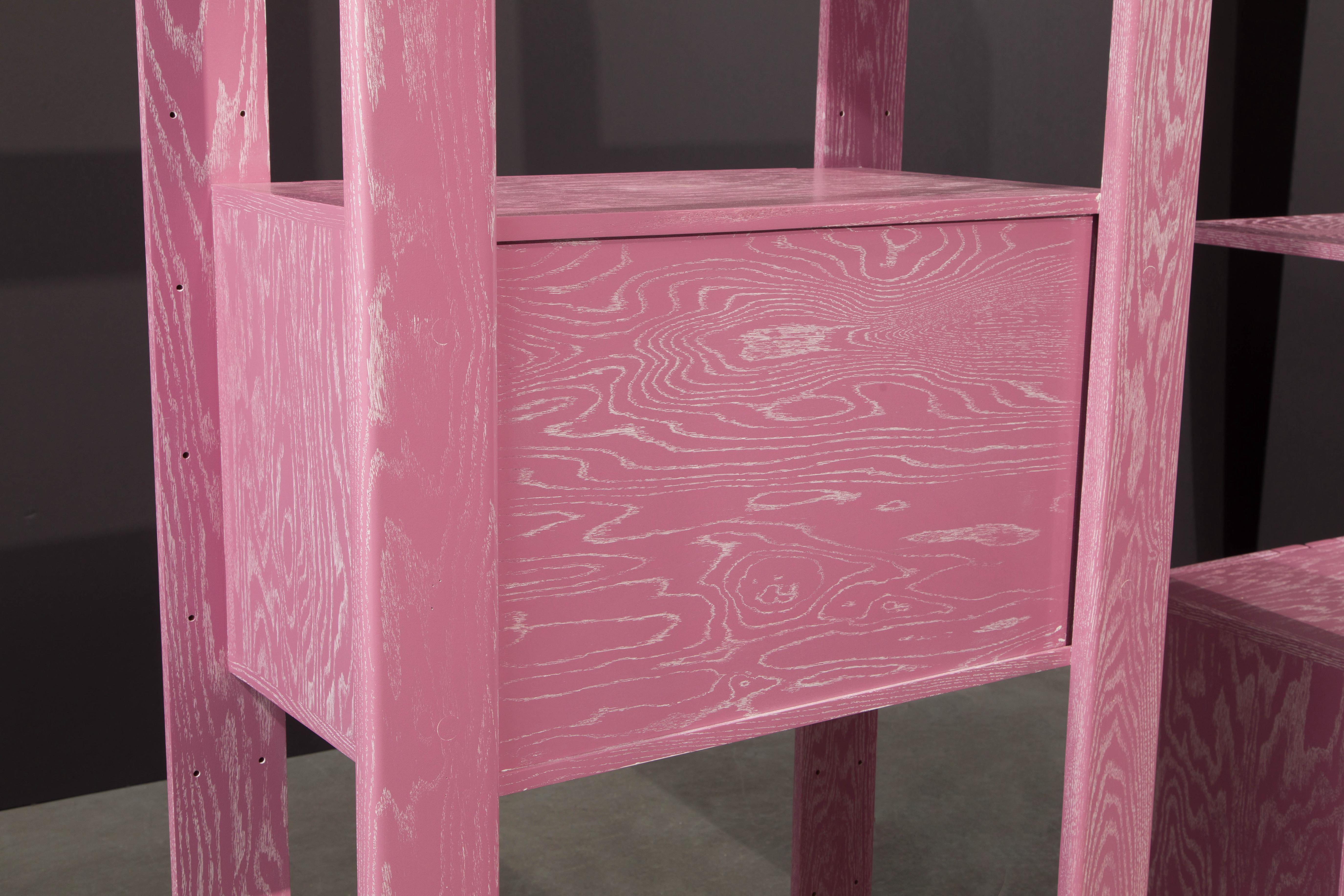 Pink Cerused Oak Modular Bookcase Room Divider by Lou Hodges, 1970s  10