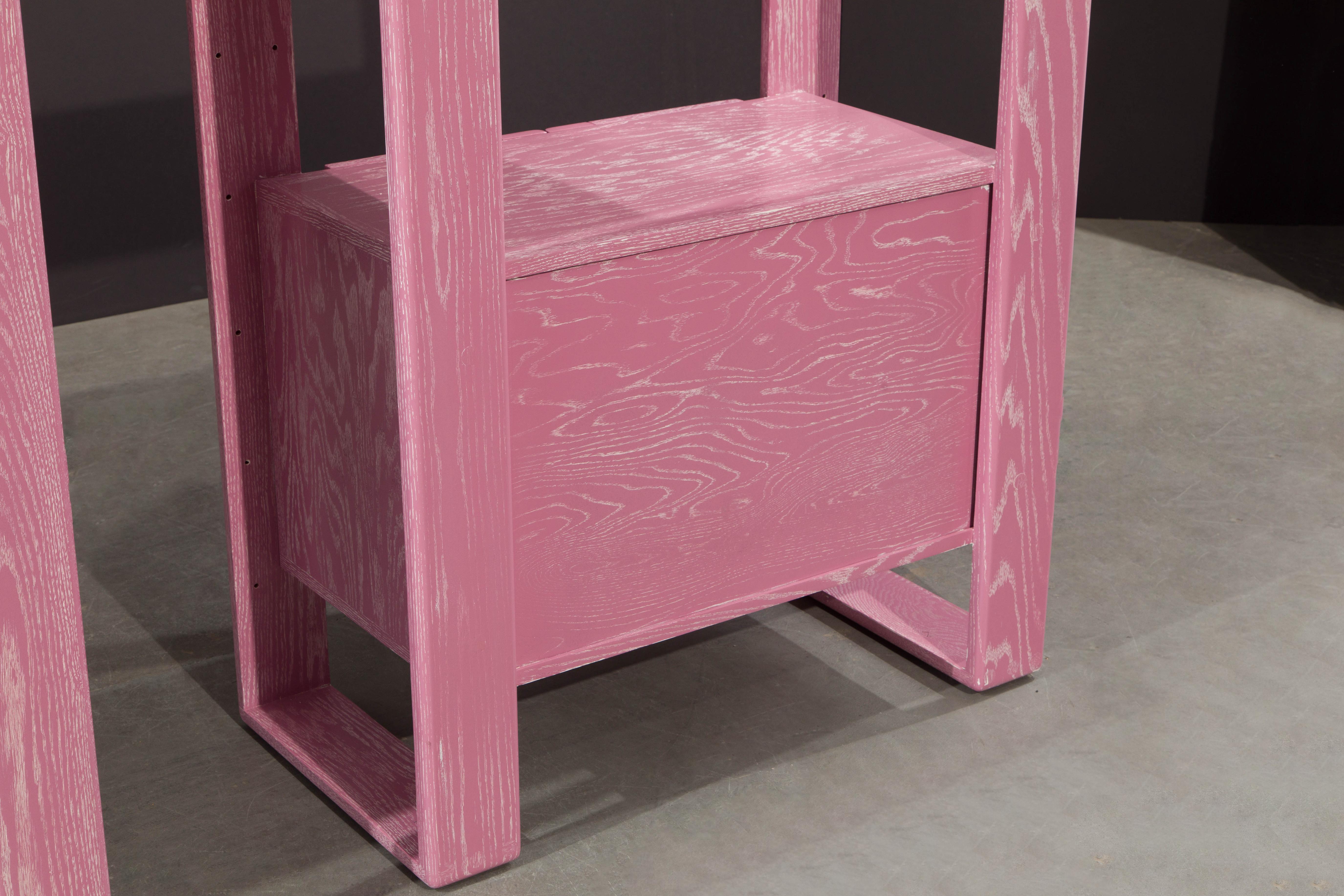 Pink Cerused Oak Modular Bookcase Room Divider by Lou Hodges, 1970s  11