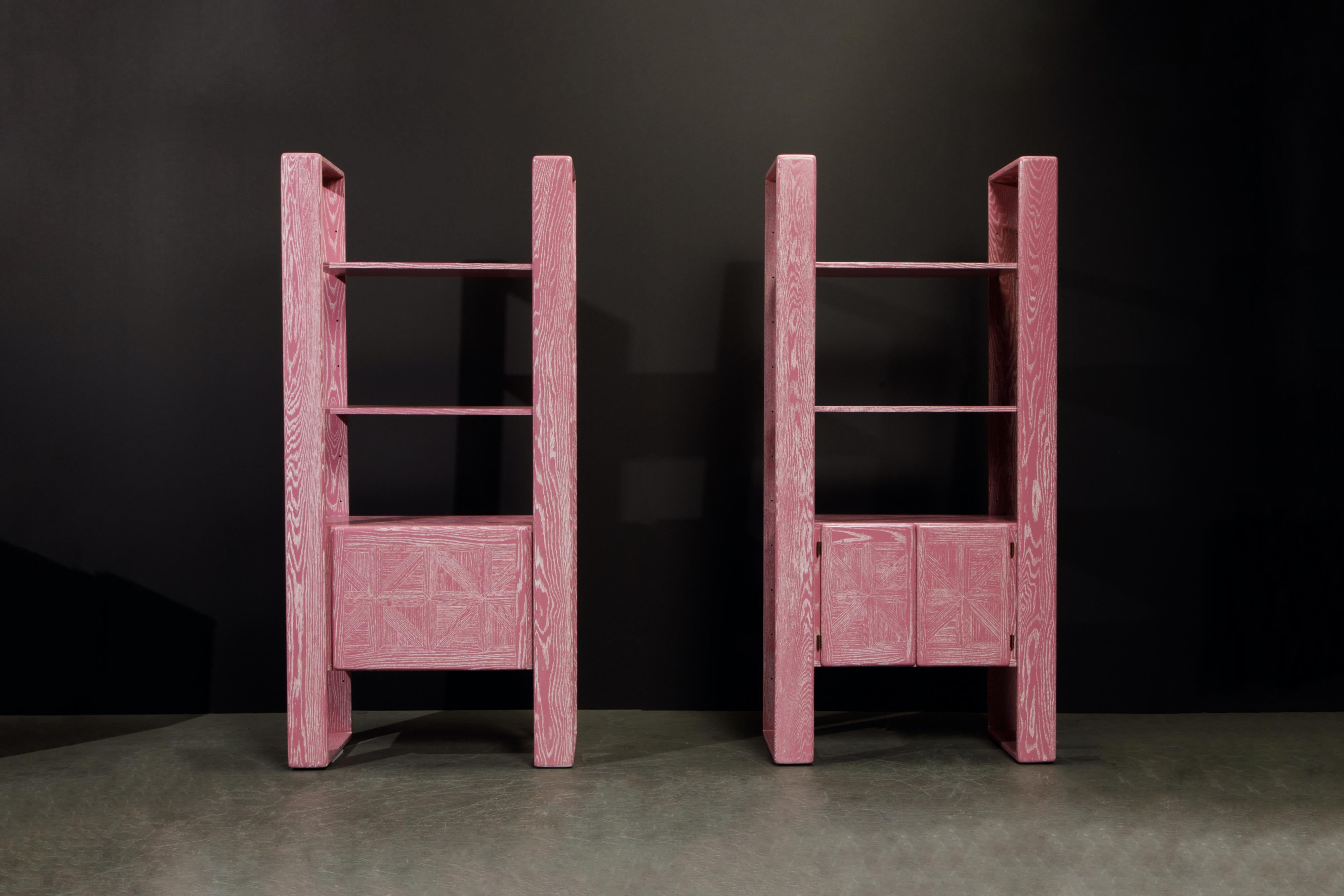 Modern Pink Cerused Oak Modular Bookcase Room Divider by Lou Hodges, 1970s 
