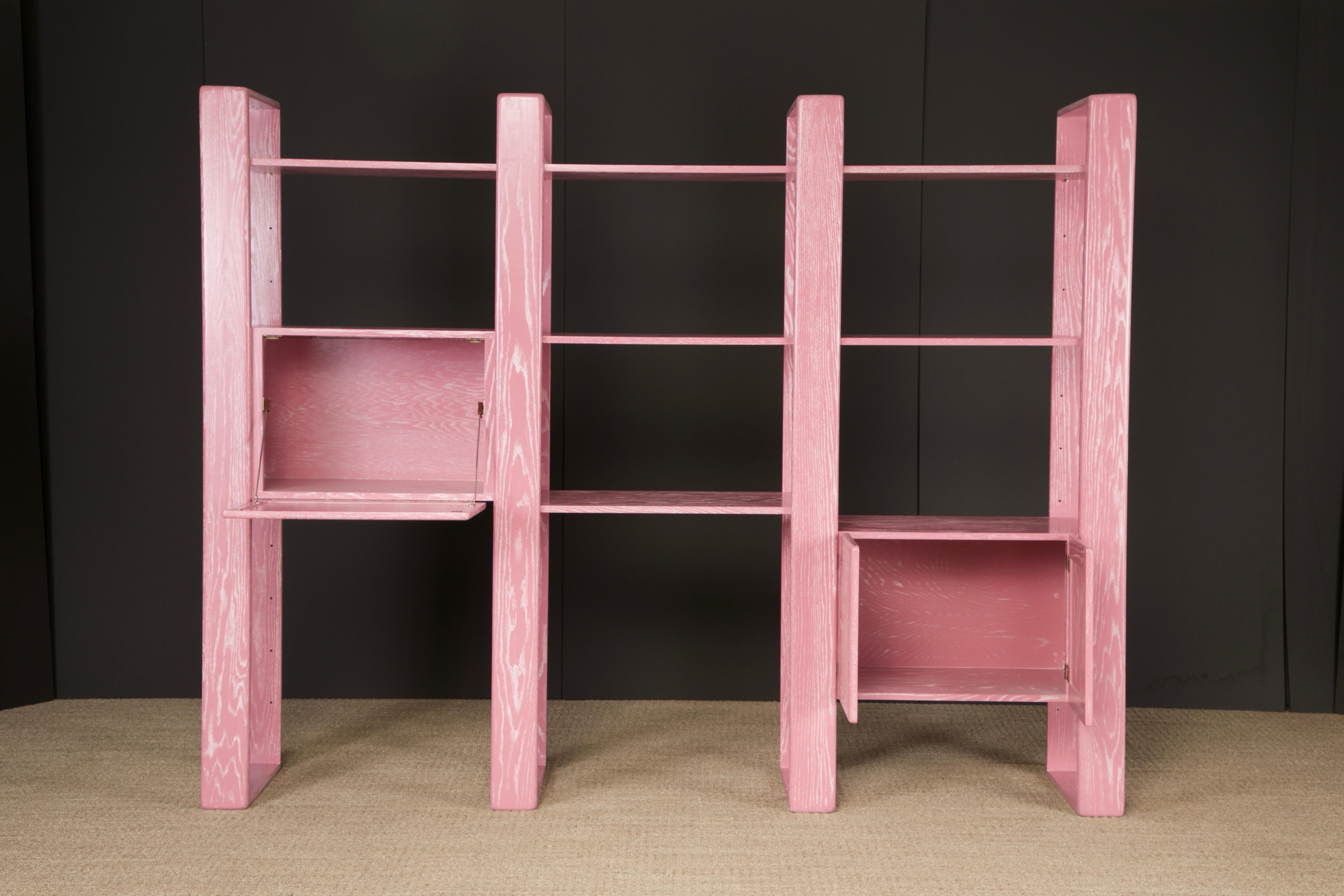 Separador de Estanterías Modular de Roble Cerusado Rosa de Lou Hodges, años 70 Moderno en venta