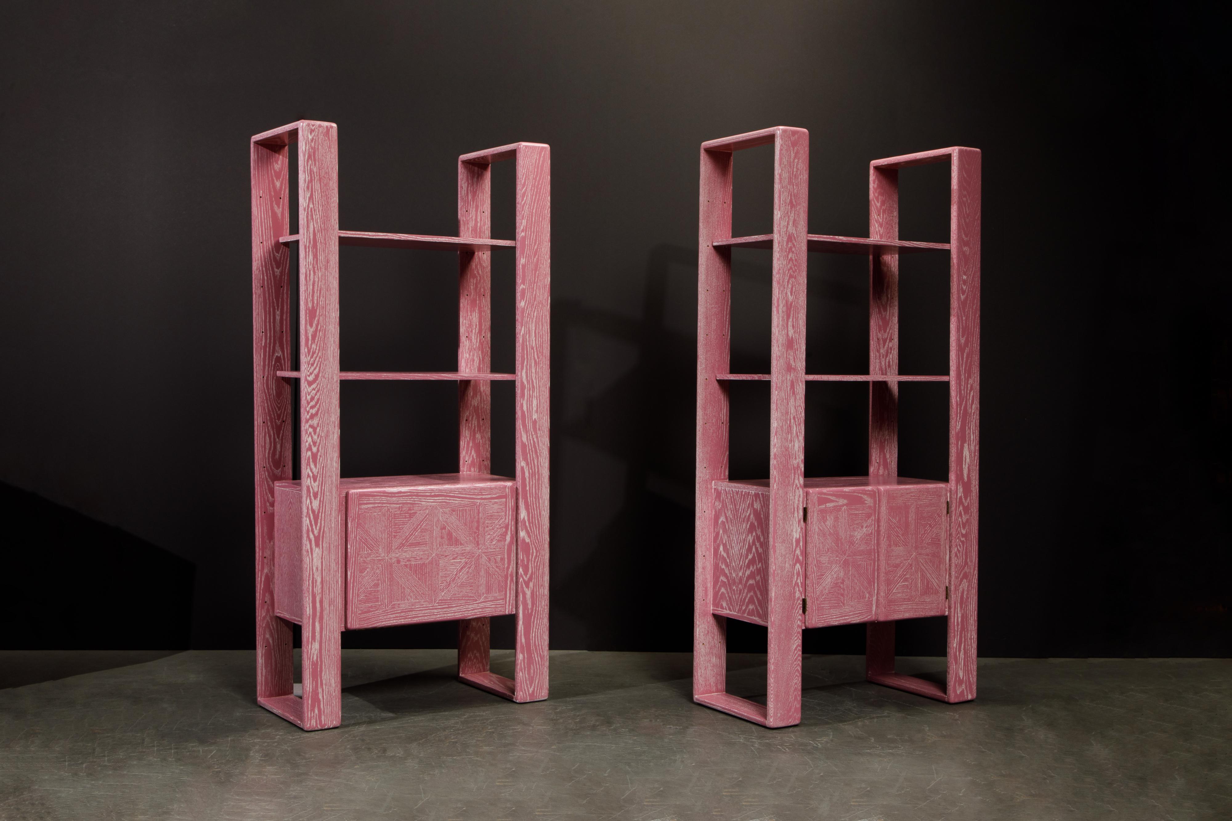 American Pink Cerused Oak Modular Bookcase Room Divider by Lou Hodges, 1970s 