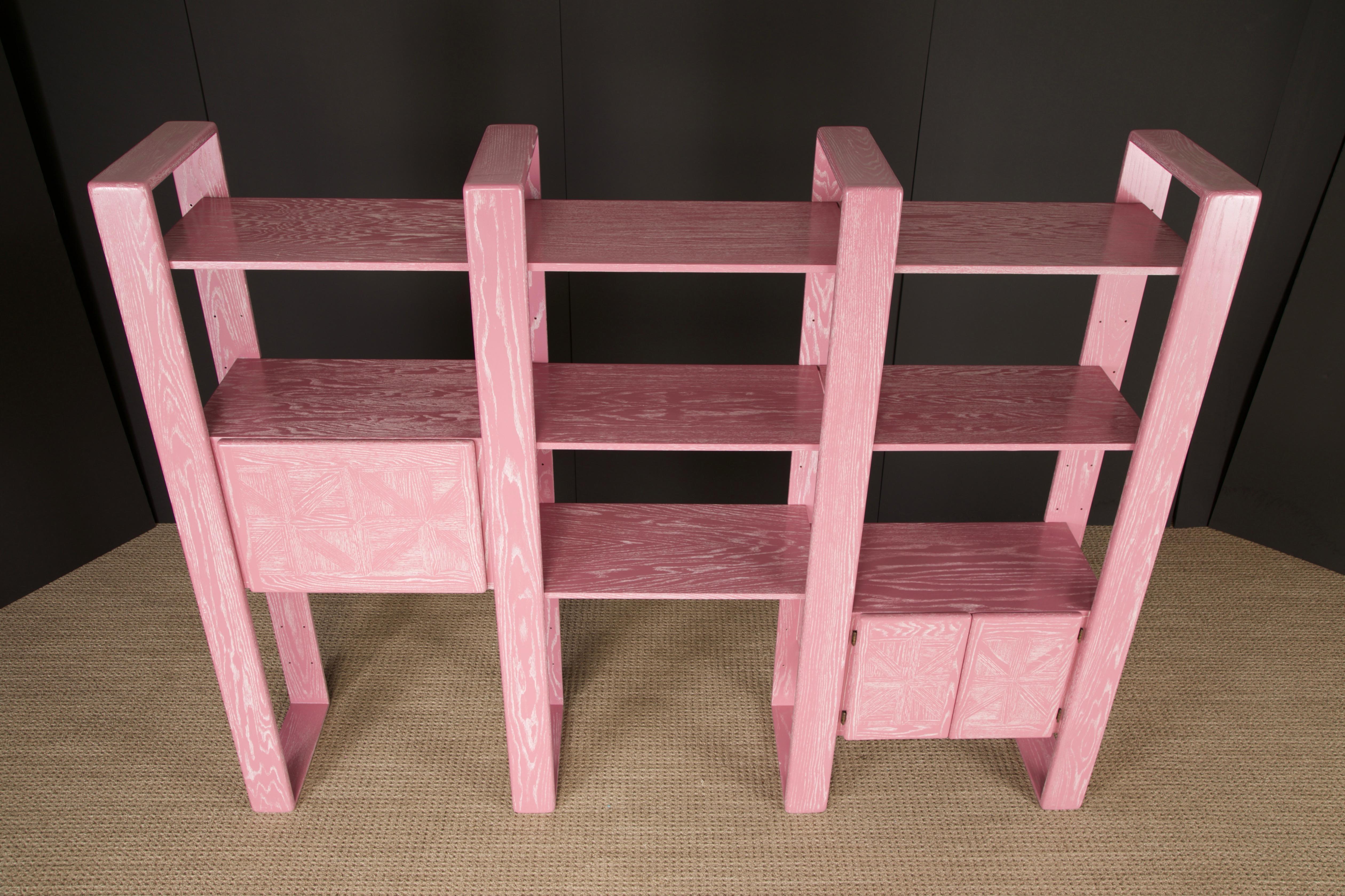 Separador de Estanterías Modular de Roble Cerusado Rosa de Lou Hodges, años 70 Estadounidense en venta