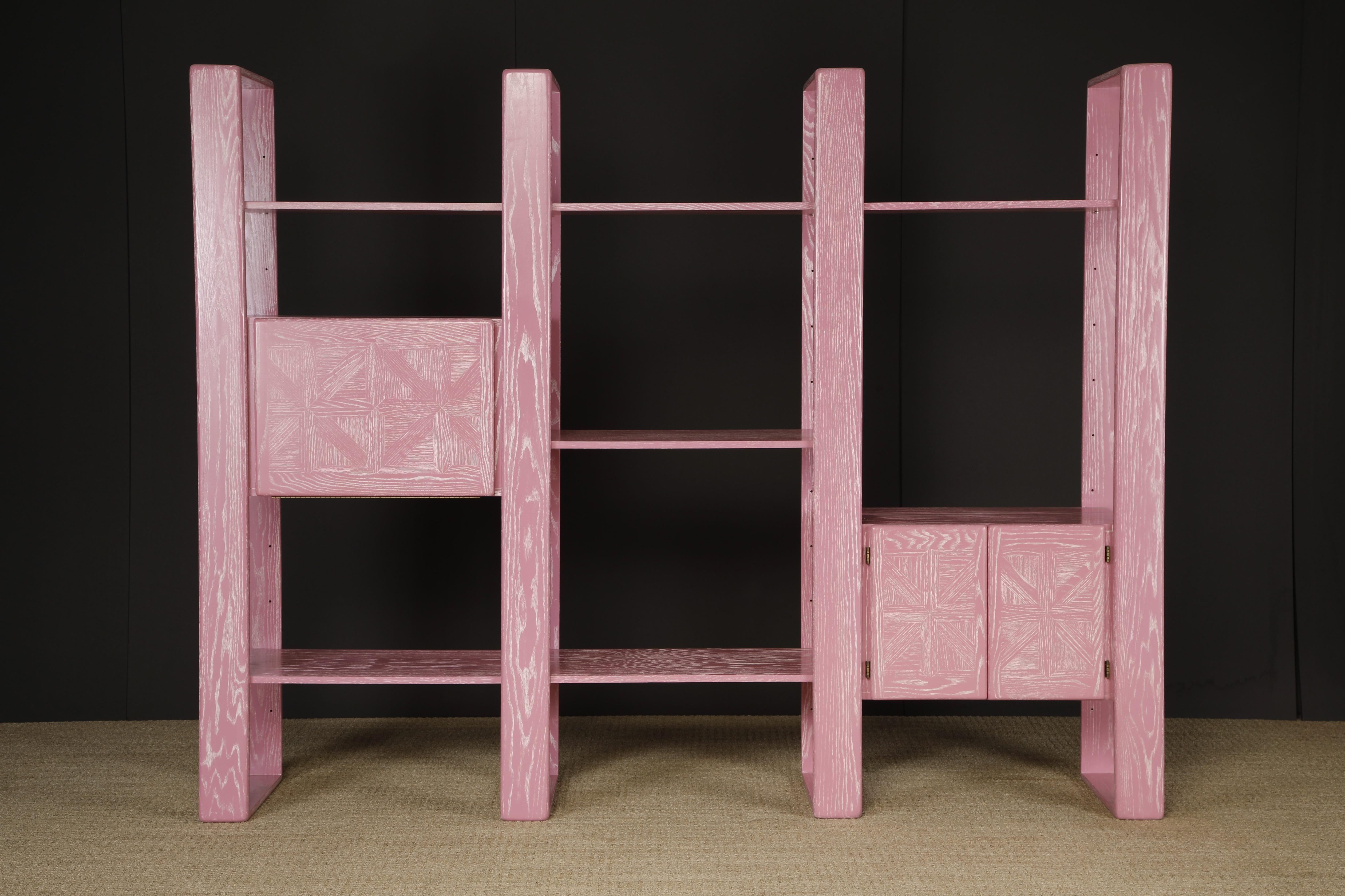 Separador de Estanterías Modular de Roble Cerusado Rosa de Lou Hodges, años 70 en Excelente estado para la venta en Los Angeles, CA