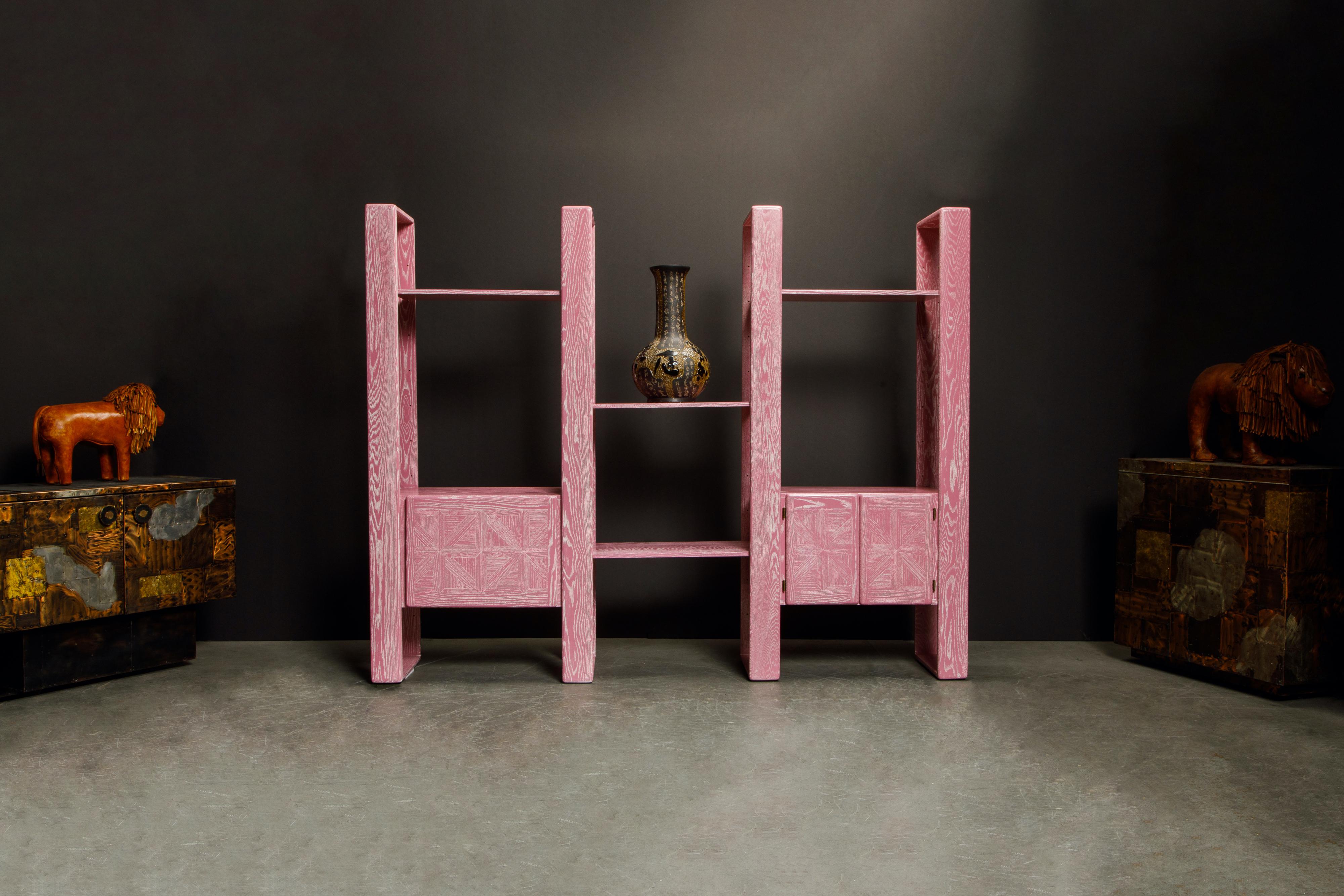 Late 20th Century Pink Cerused Oak Modular Bookcase Room Divider by Lou Hodges, 1970s 